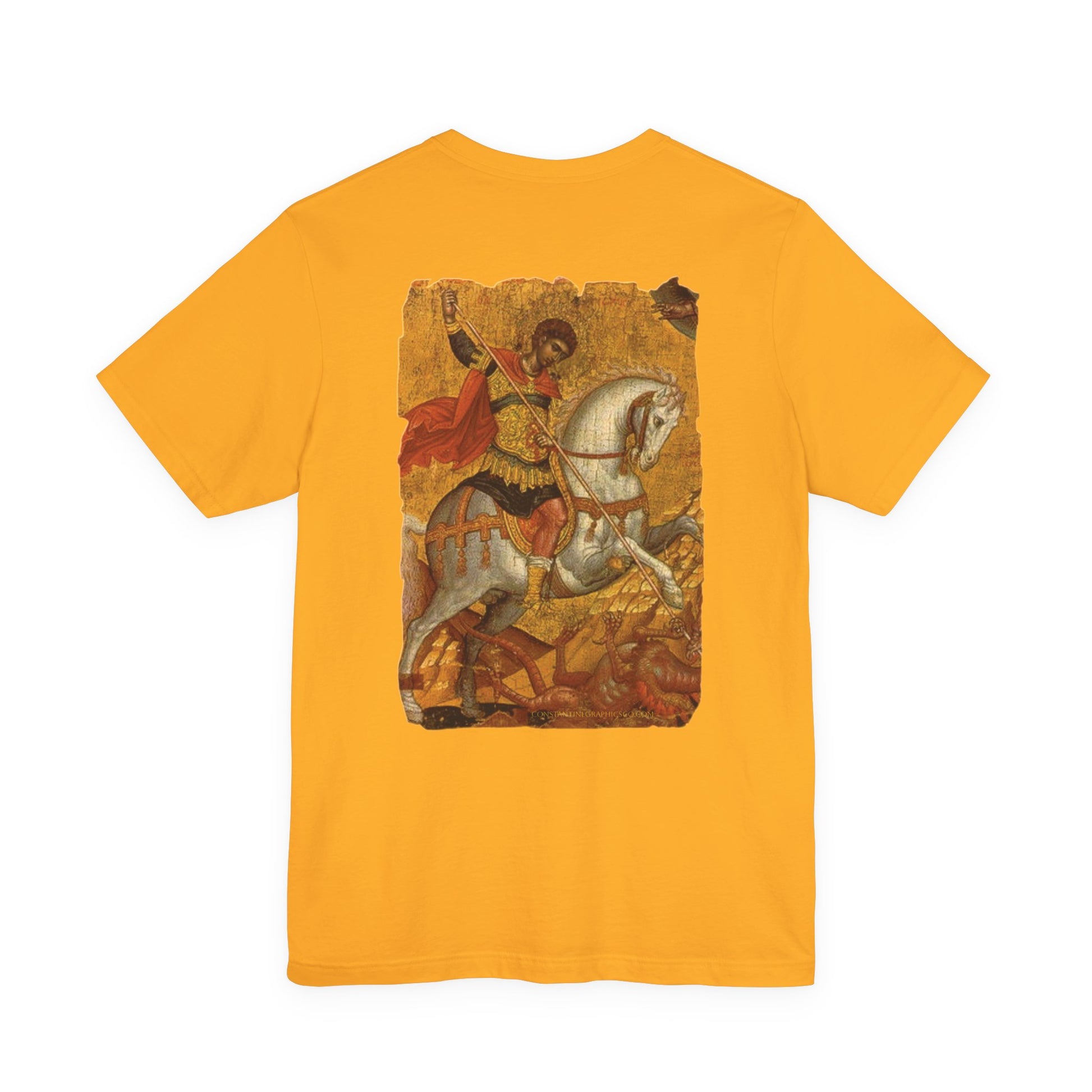 St George the Dragon Slayer Cotton Graphic T-Shirt Orthodox Christian Imagery