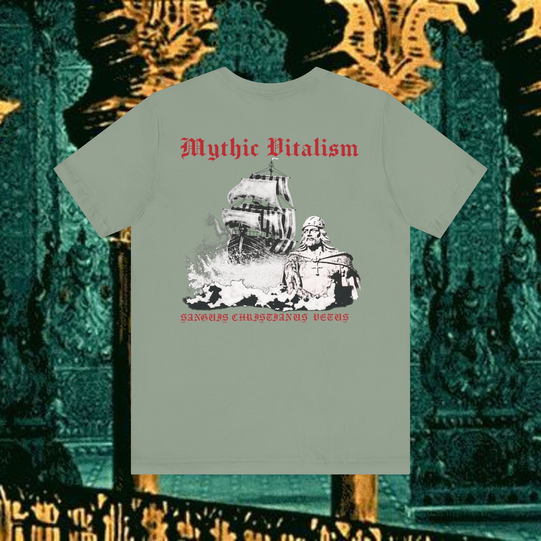Mythic Vitalism, Sanguis Christianus Vetus Exploration and Adventure Inspired Graphic T Shirt Back Version