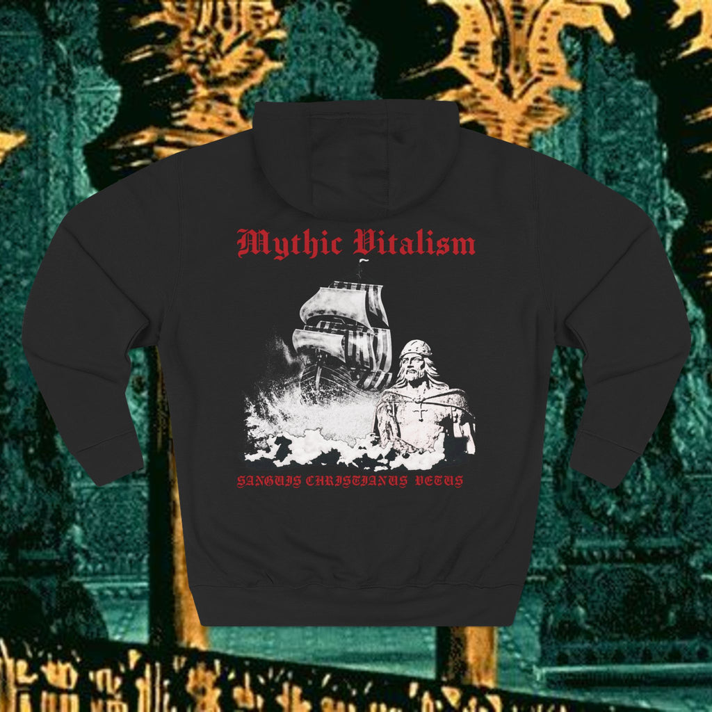 Mythic Vitalism, Sanguis Christianus Vetus Exploration and Adventure Inspired Graphic Fleece Hoodie back version