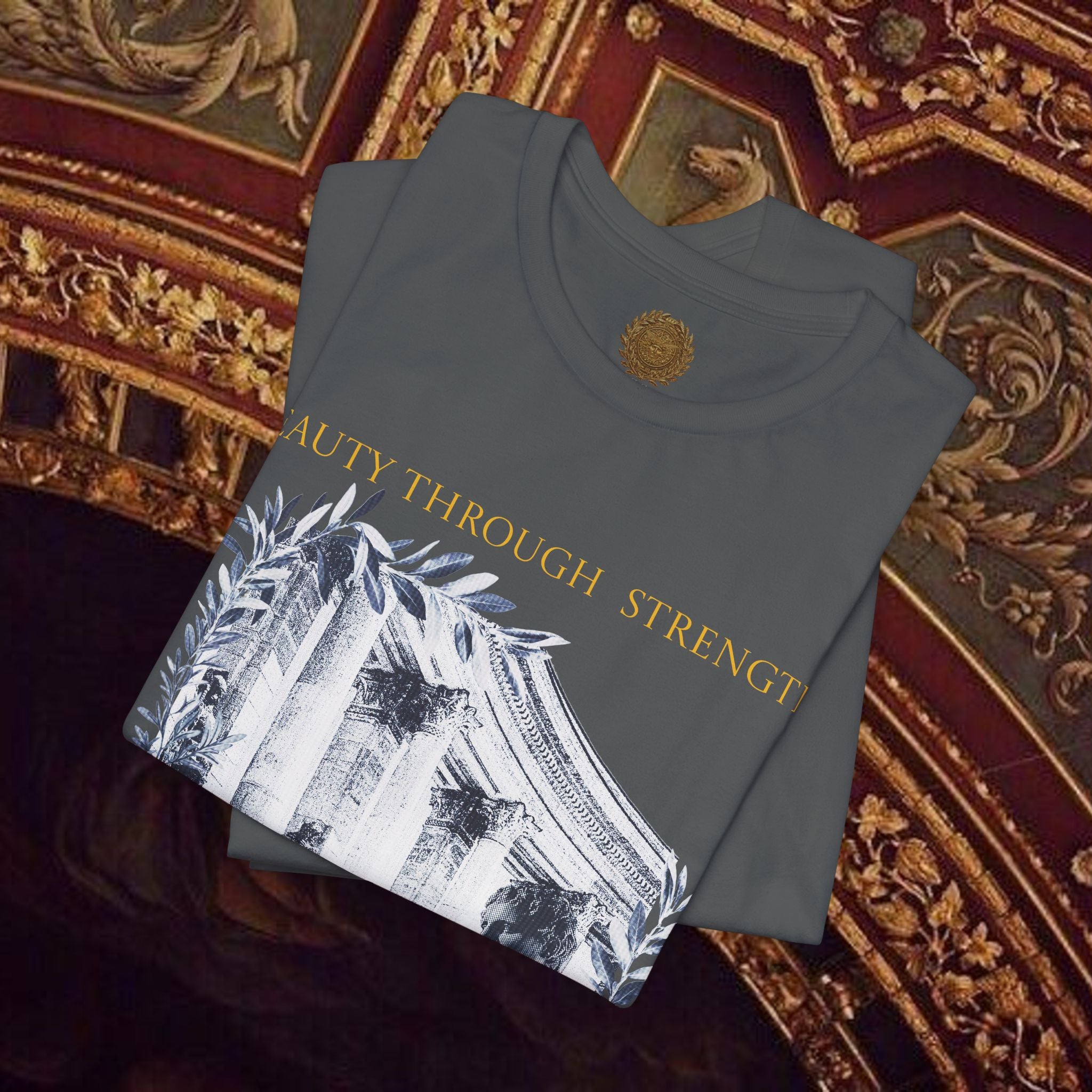 Beauty Through Strength Classically-Inspired Cotton Graphic T-Shirt