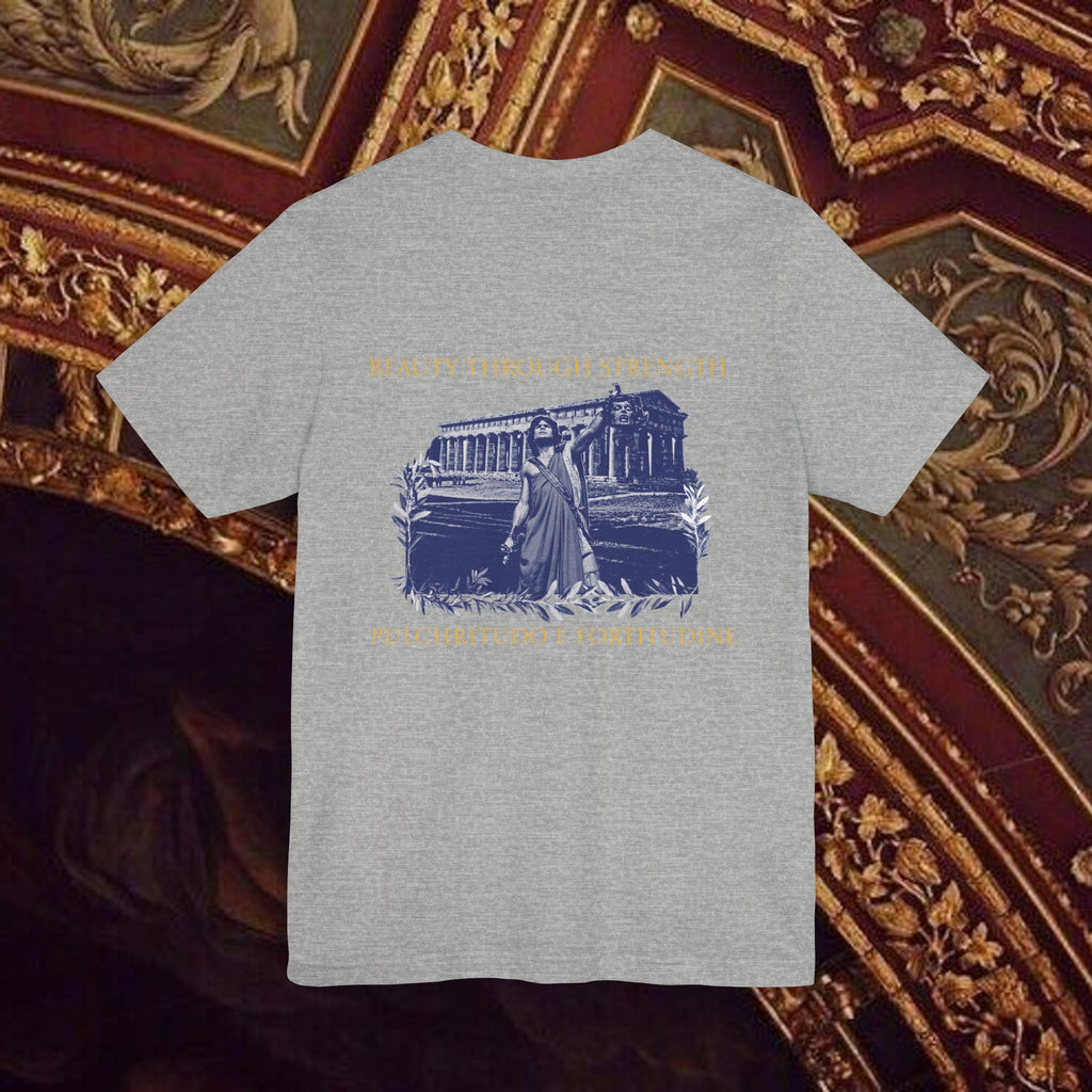 Title: The Hero's Victory Classically-Themed Cotton Graphic T Shirt Back Version