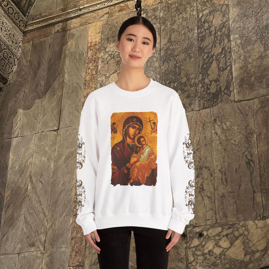 Byzantine Icon Art Sweatshirt -  Mother and Child Design