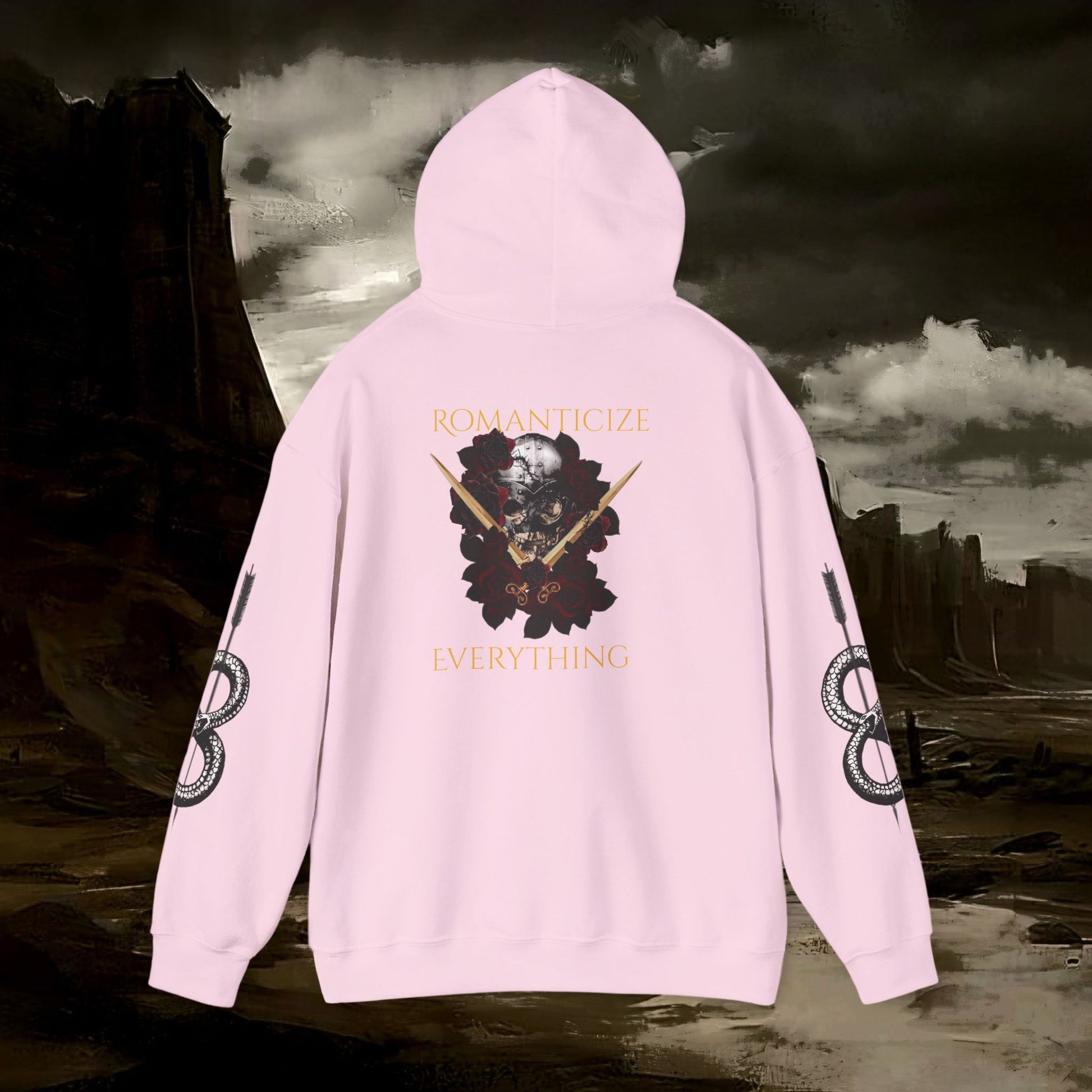 The Barbarian's Fate Medieval Dark Fantasy Inspired Graphic Hoodie back version