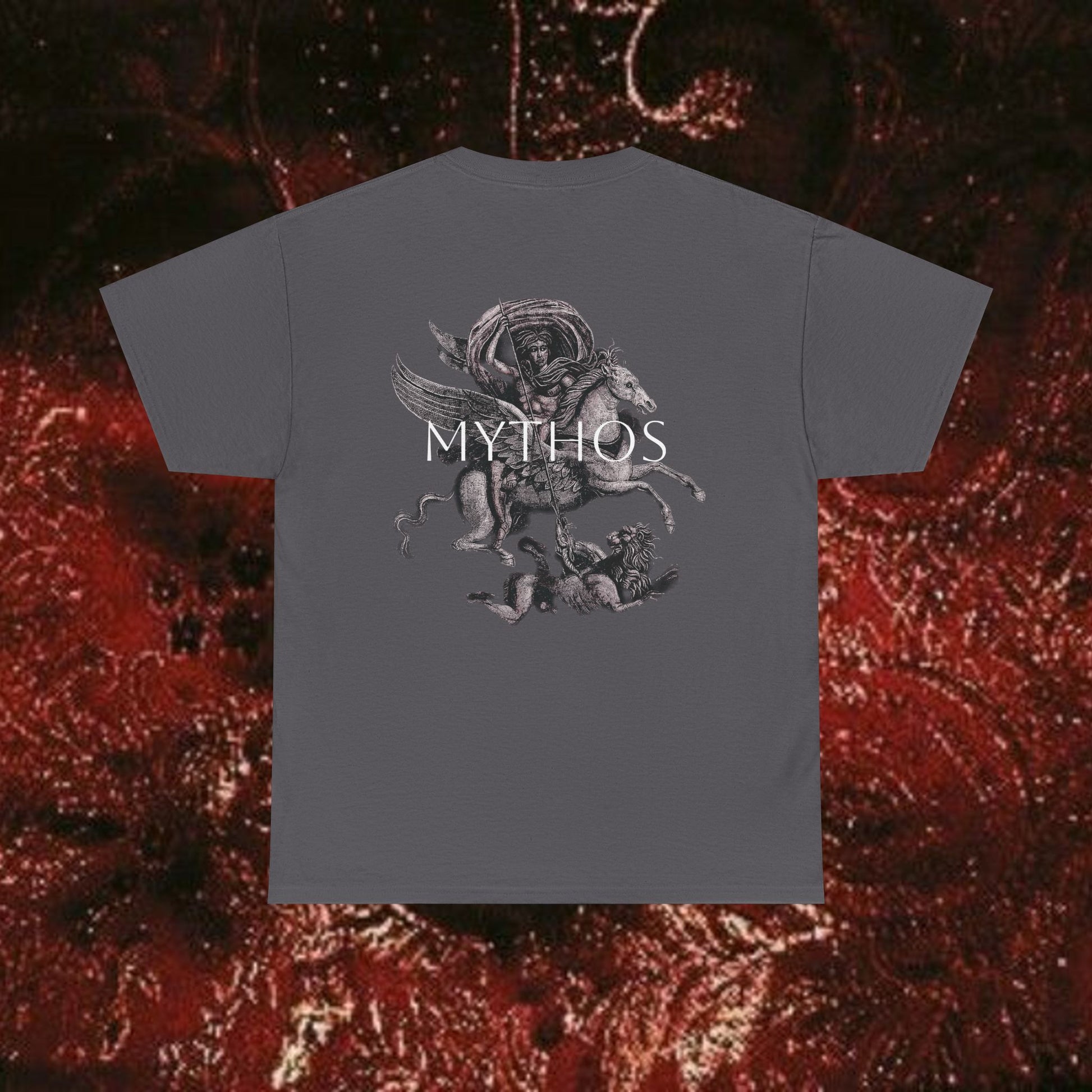 Warrior's Mythos Unisex Tee, Graphic Tee, Mythological Style Shirt Back Version