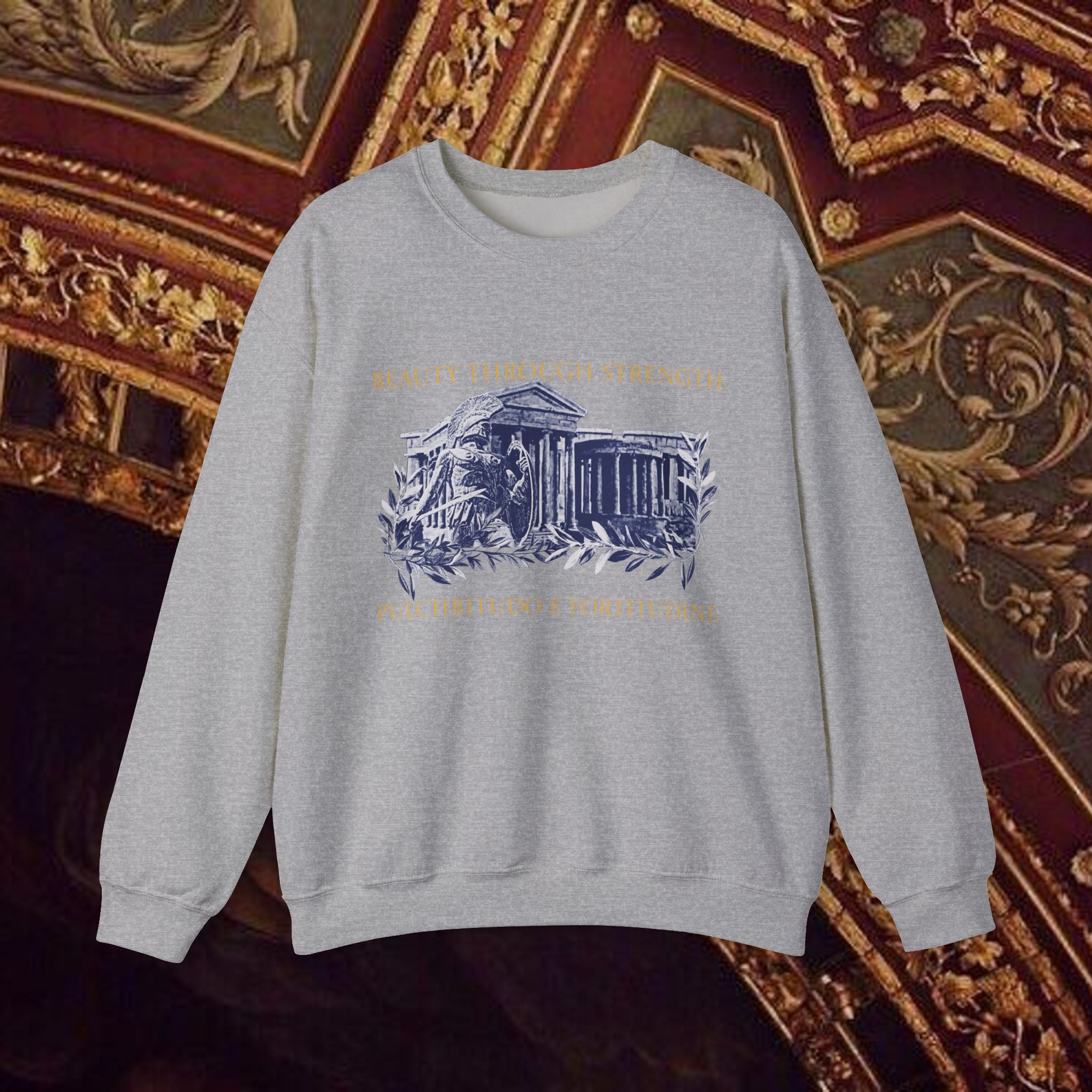 Guardian of the Temple Classically- Inspired Cotton Graphic Sweatshirt