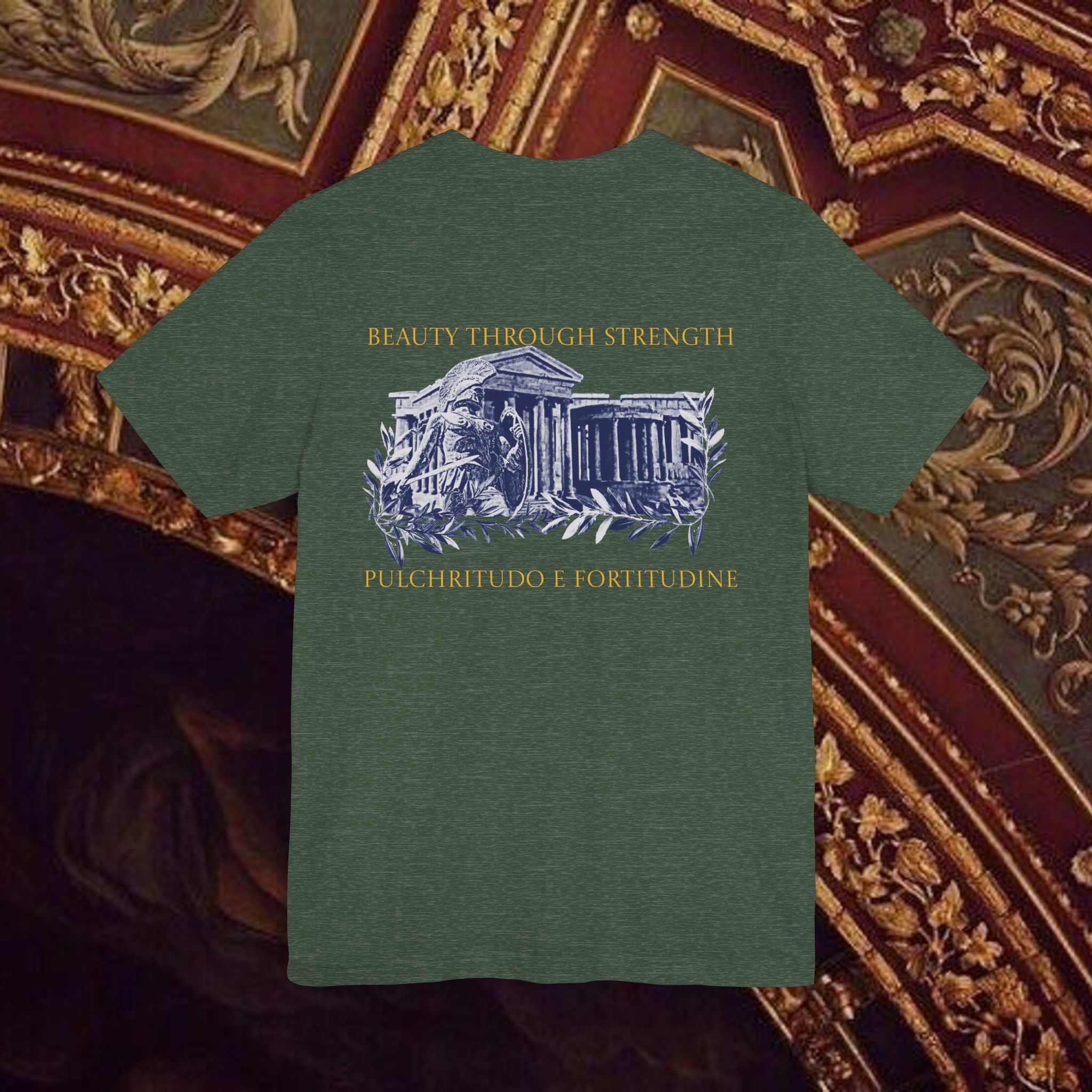 Guardian of the Temple Classically- Inspired Cotton Graphic T Shirt Back Version