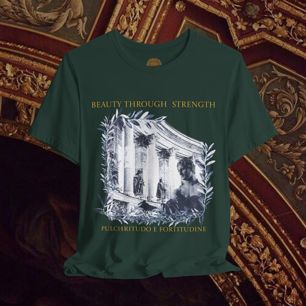 Beauty Through Strength Classically-Inspired Cotton Graphic T-Shirt