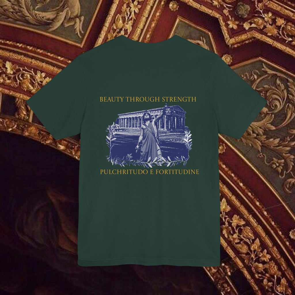 Title: The Hero's Victory Classically-Themed Cotton Graphic T Shirt Back Version