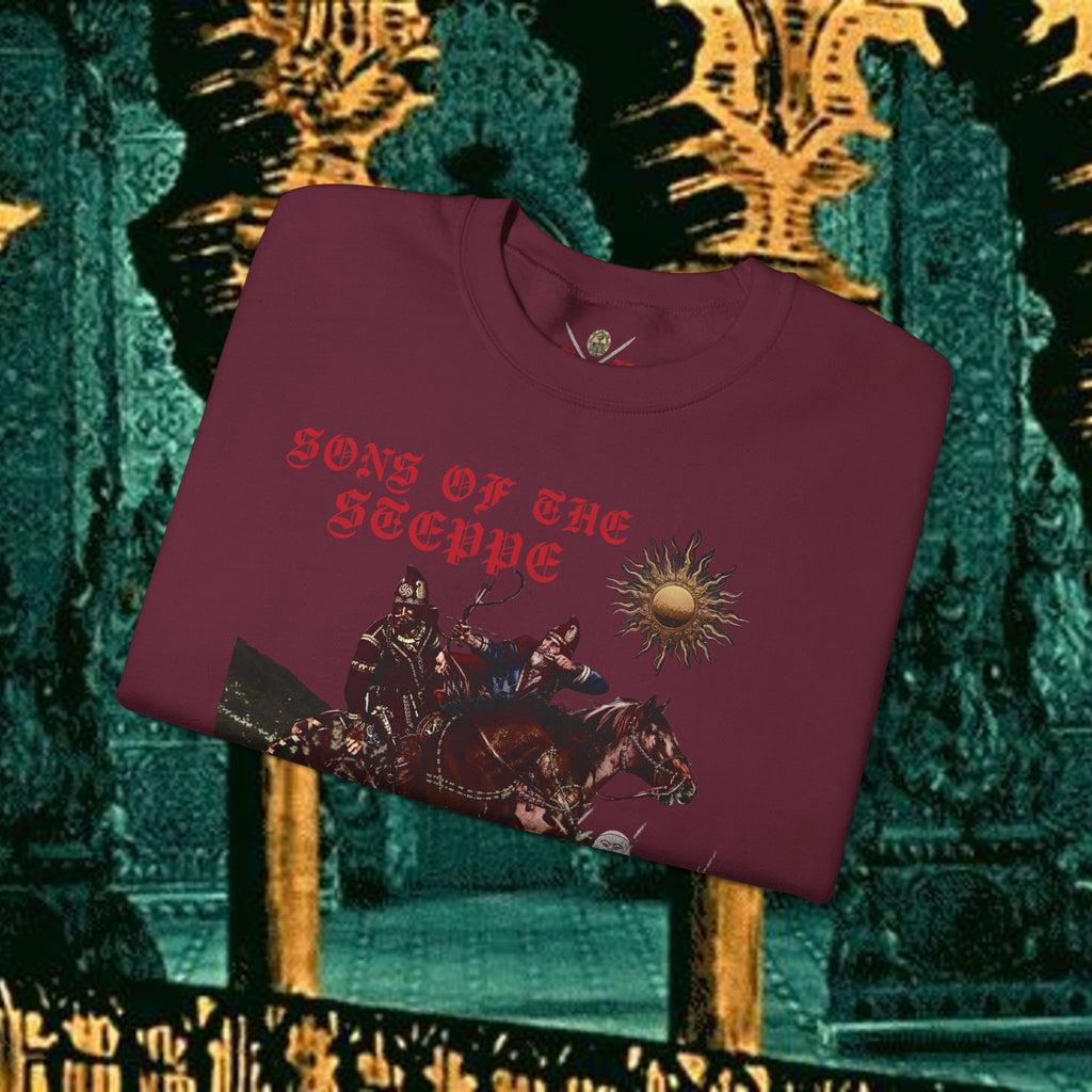 Sons of the Steppe Graphic Sweatshirt — Mythic Warrior Horsemen Crewneck
