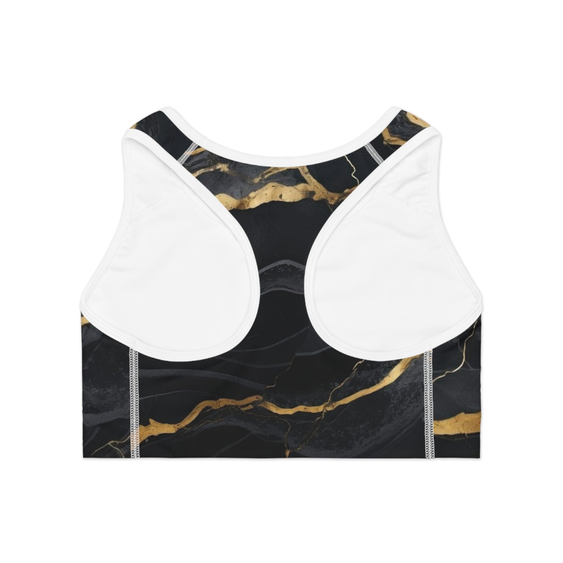 Black & Gold Marble Medusa Sports Bra