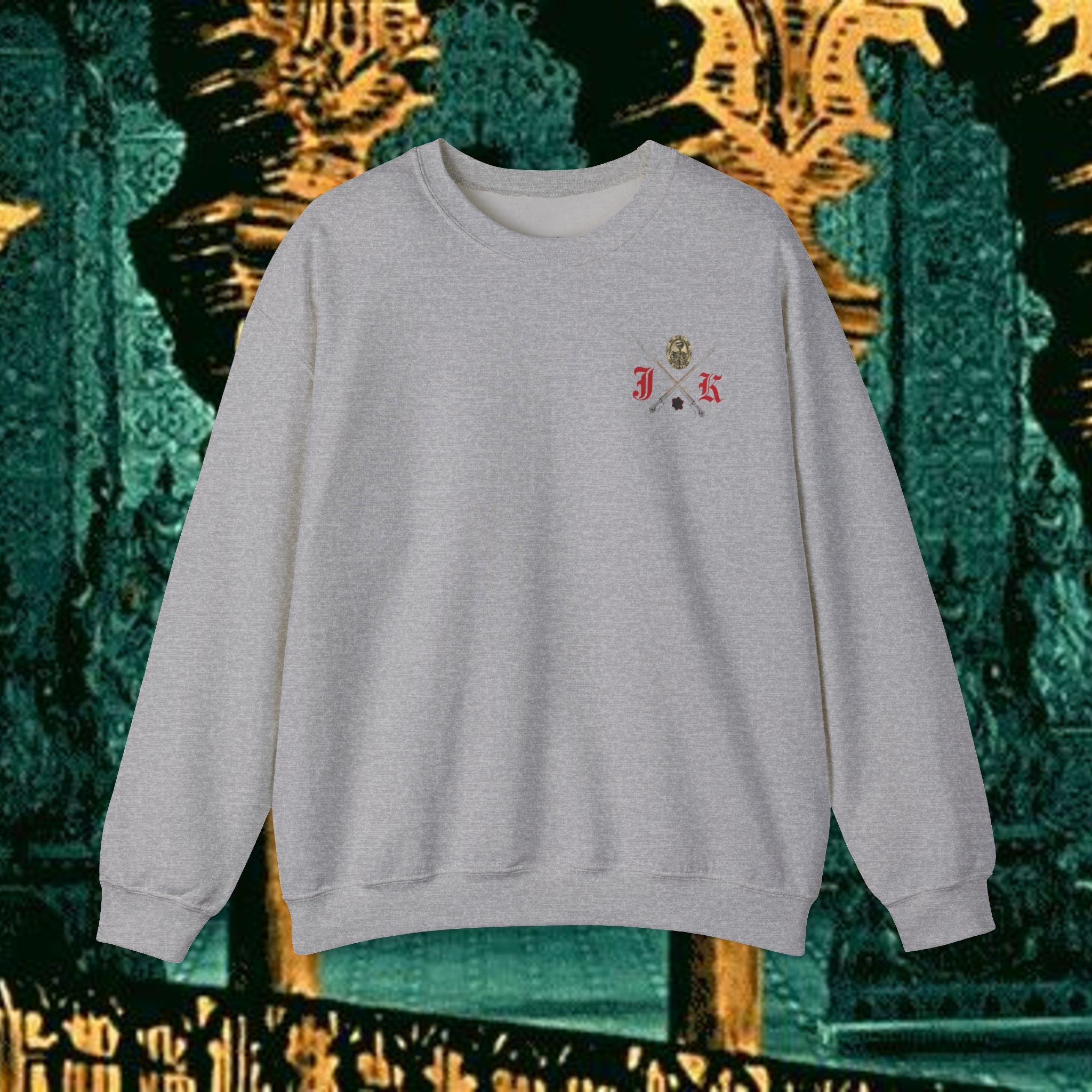 Sons of the Steppe Crewneck Sweatshirt — Mythic Warrior Horseback Graphic Back Version