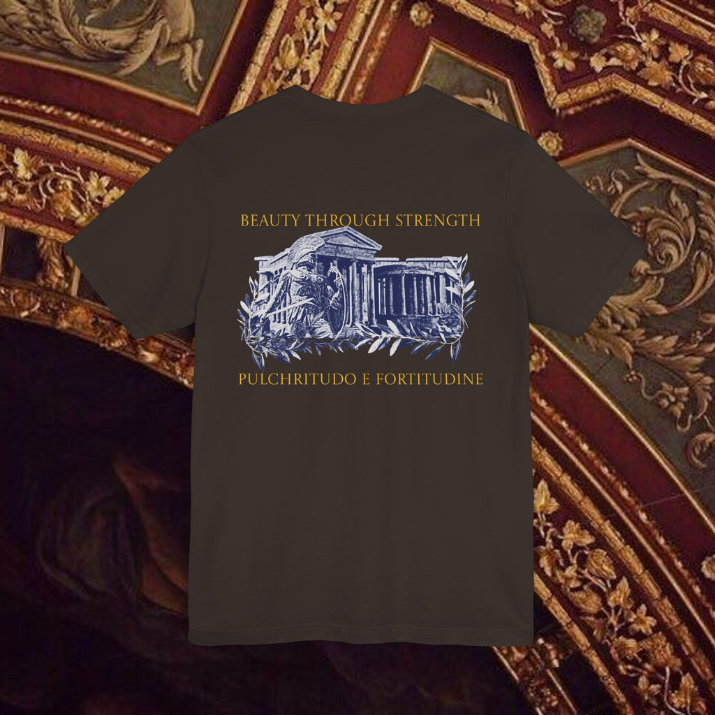 Guardian of the Temple Classically- Inspired Cotton Graphic T Shirt Back Version