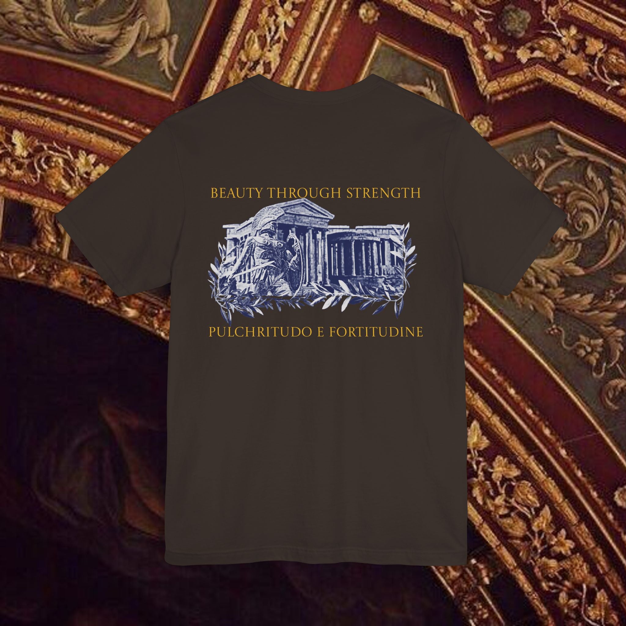 Guardian of the Temple Classically- Inspired Cotton Graphic T Shirt Back Version