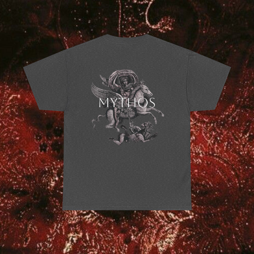 Warrior's Mythos Unisex Tee, Graphic Tee, Mythological Style Shirt Back Version