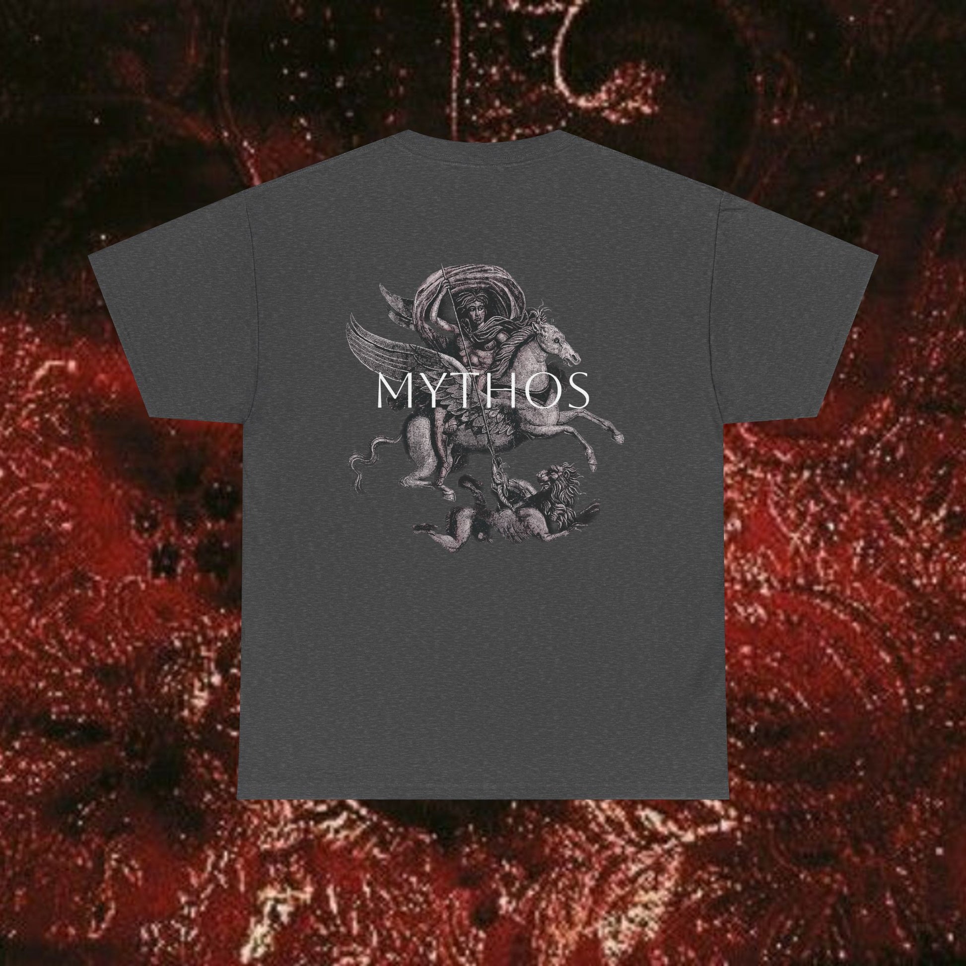 Warrior's Mythos Unisex Tee, Graphic Tee, Mythological Style Shirt Back Version
