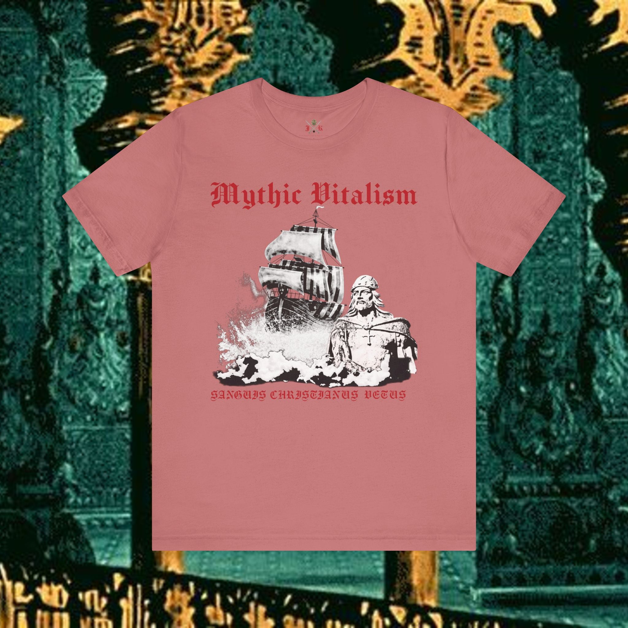 Mythic Vitalism, Sanguis Christianus Vetus Exploration and Adventure Inspired Graphic T Shirt Front Version