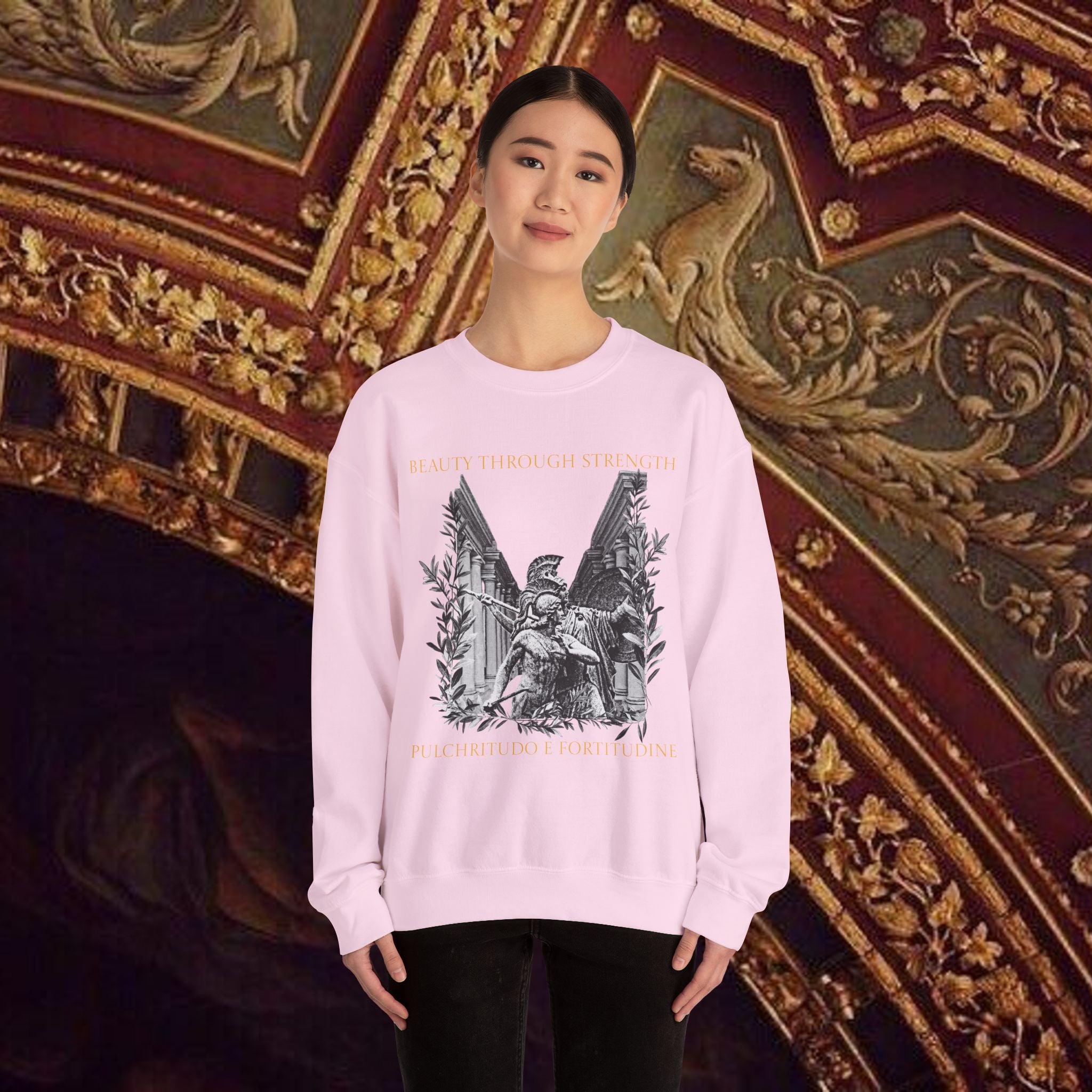The Goddess's Protection Classically-Inspired Cotton Graphic Sweatshirt