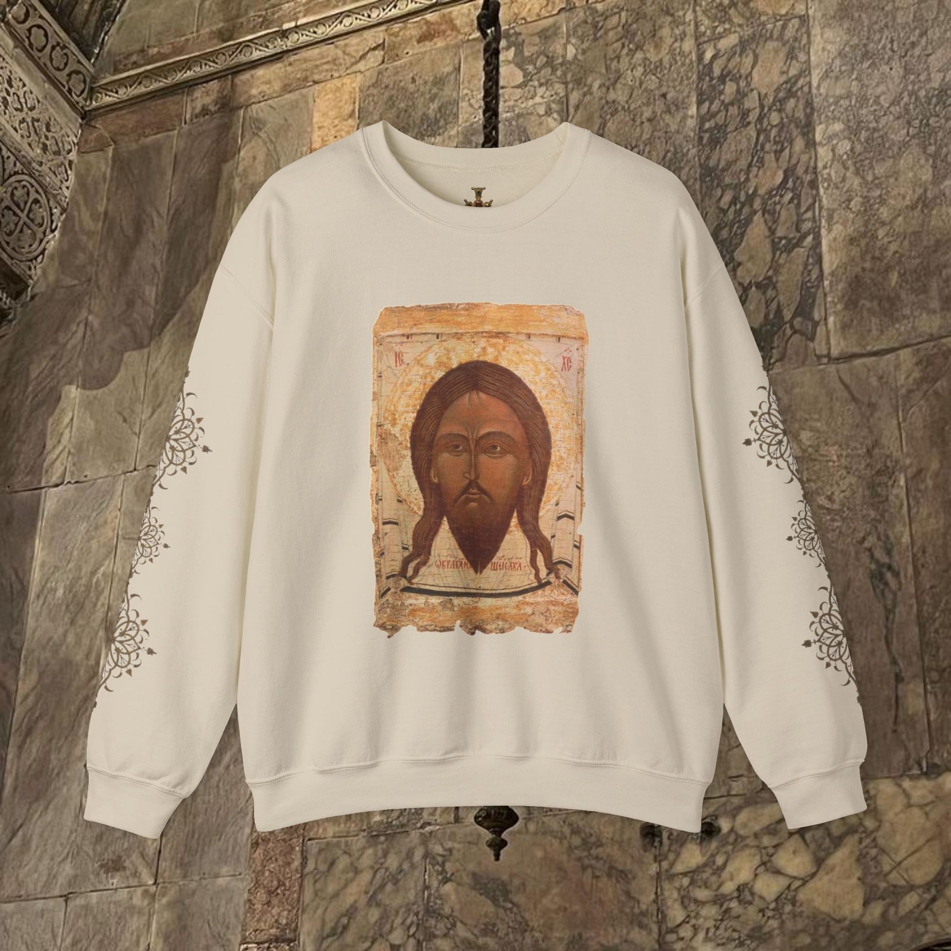 Byzantine Icon Art Sweatshirt - Manuscript Design