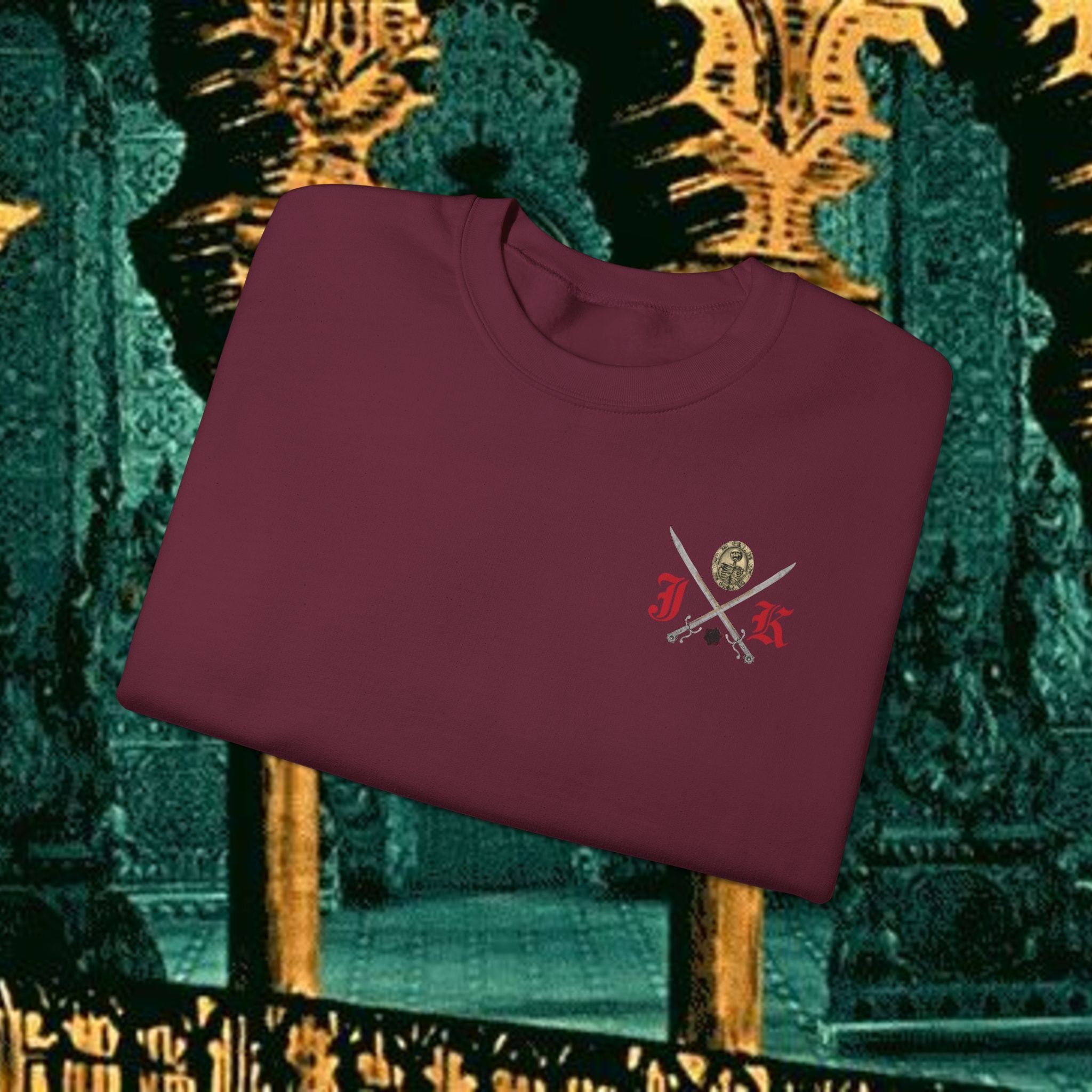 Sons of the Steppe Crewneck Sweatshirt — Mythic Warrior Horseback Graphic Back Version