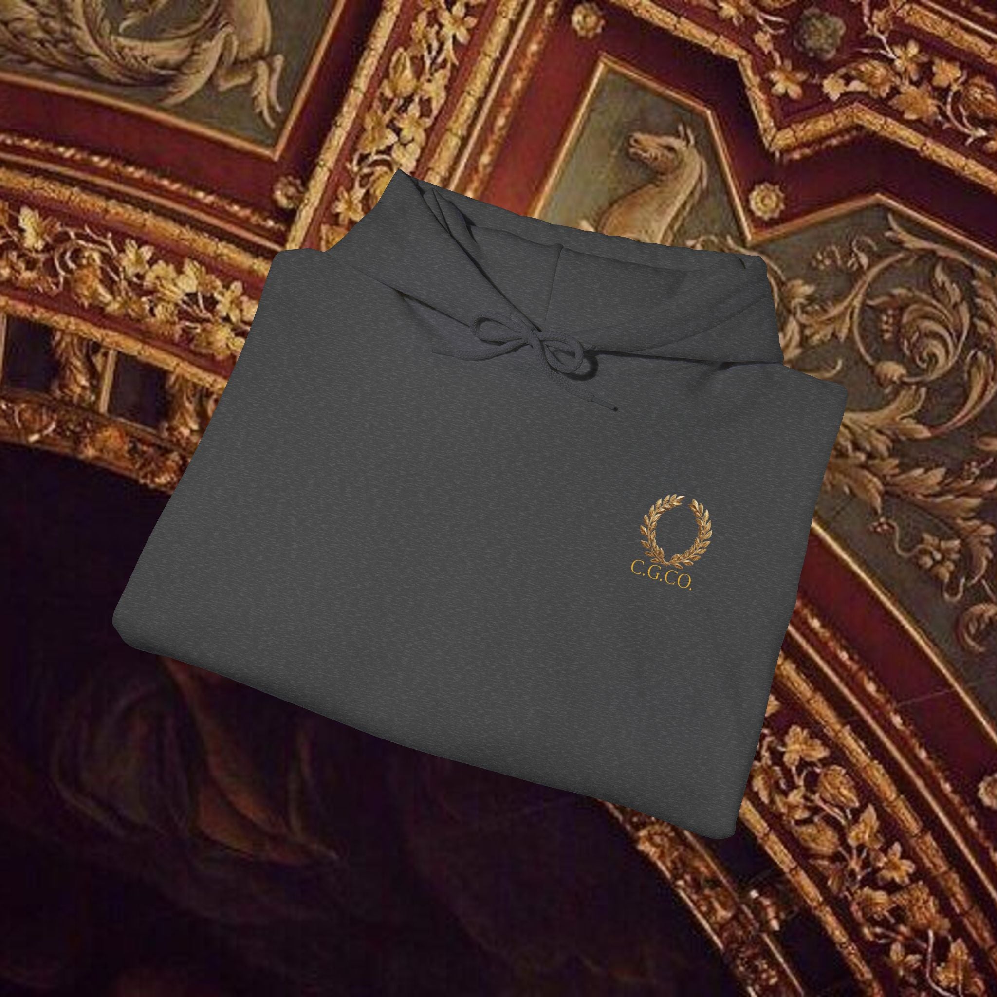 Guardian of the Temple Classically- Inspired Cotton Graphic Hoodie Back Version