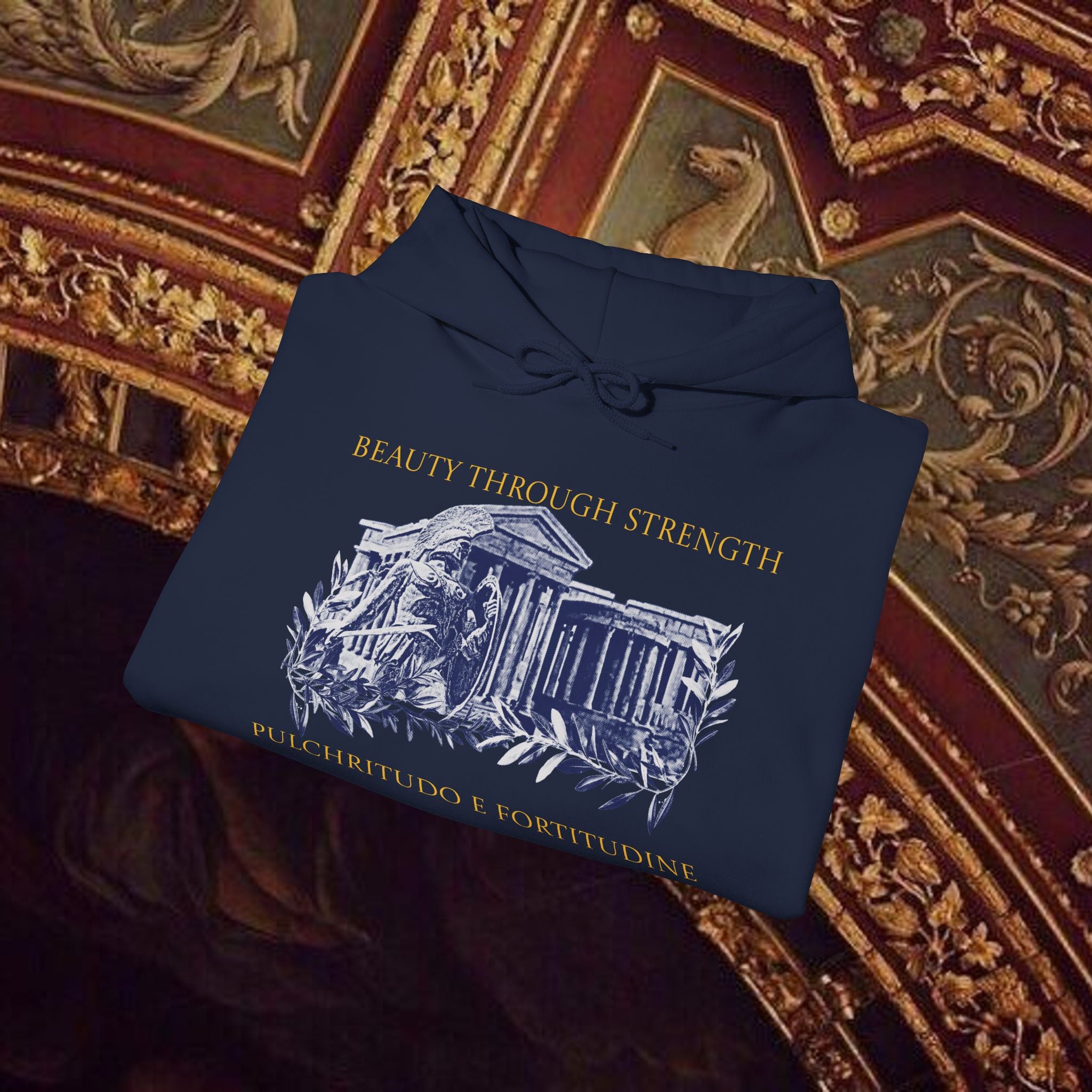 Guardian of the Temple Classically- Inspired Cotton Graphic Hoodie