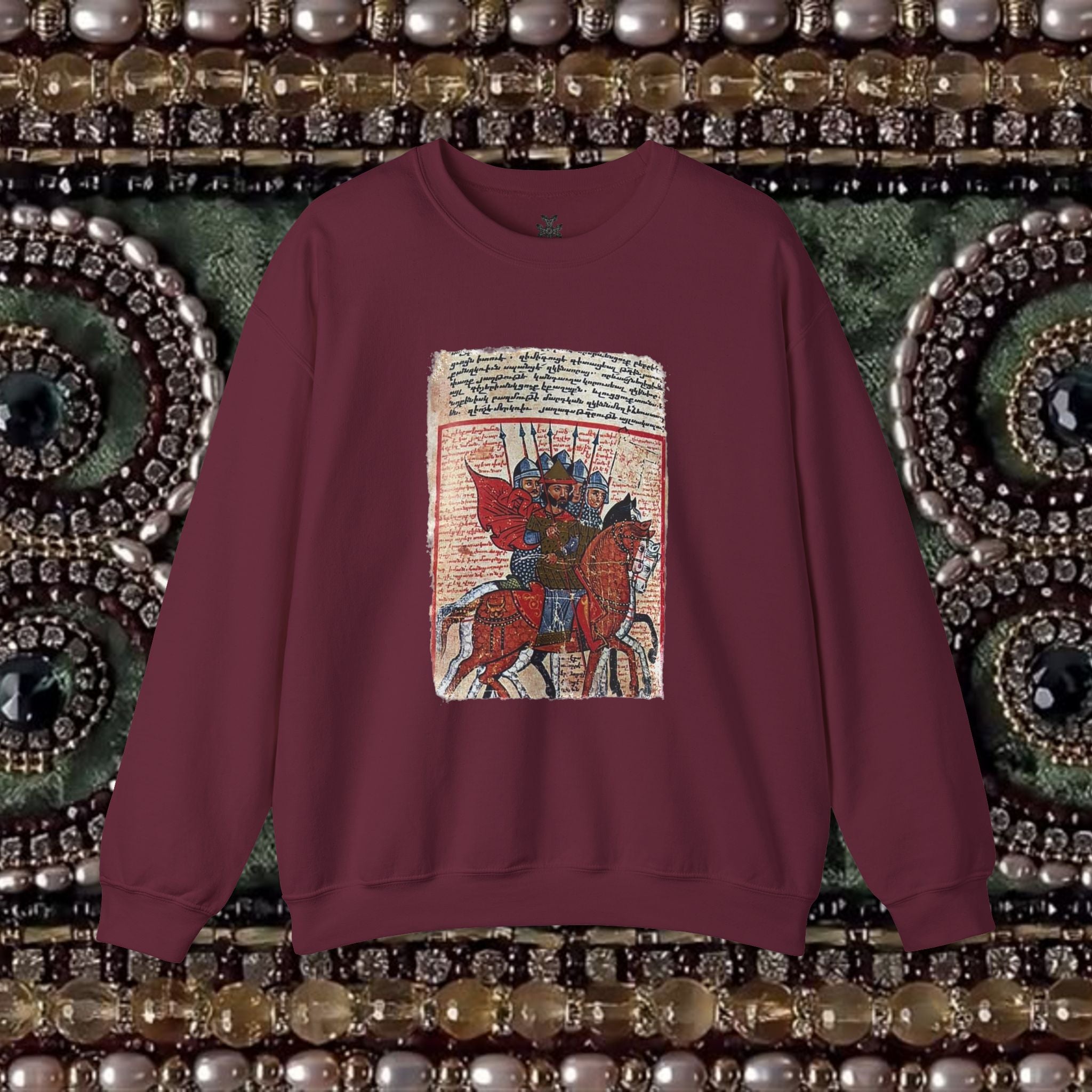 Medieval Armenian Warriors Art Sweatshirt - Ancient Manuscript Design