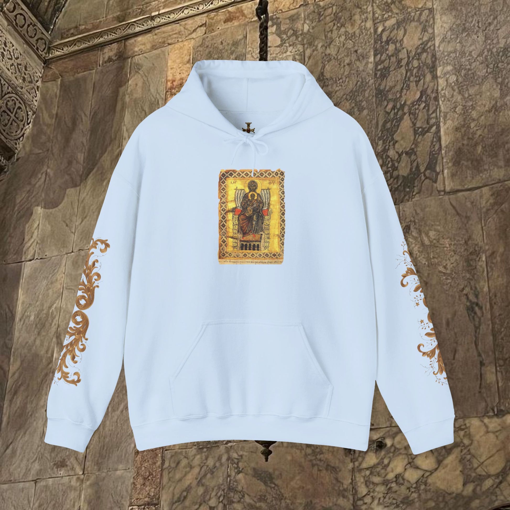 Byzantine Manuscript Art Hoodie - Orthodox Icon Design
