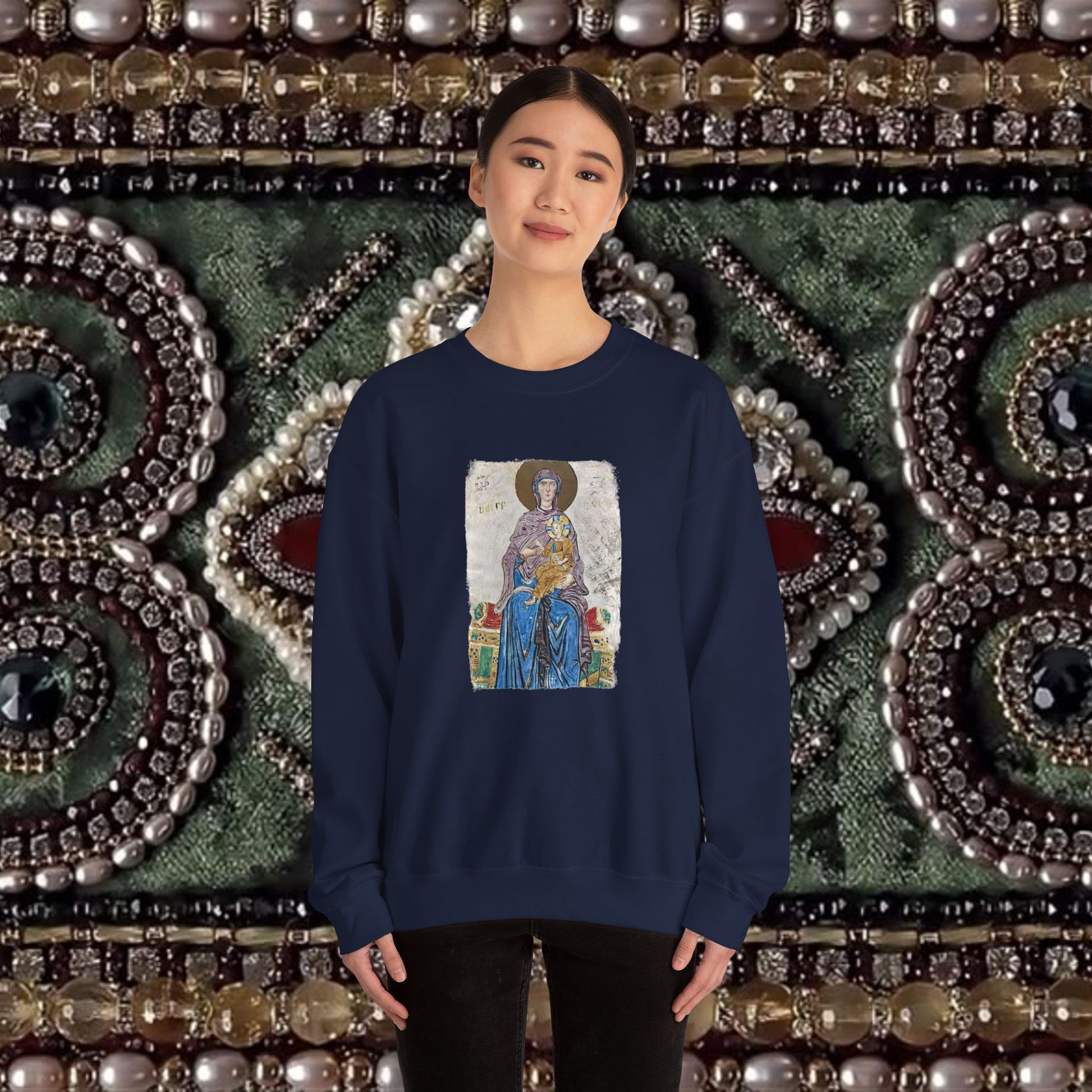 Virgin and Christ Armenian Manuscript Unisex Crewneck Sweatshirt