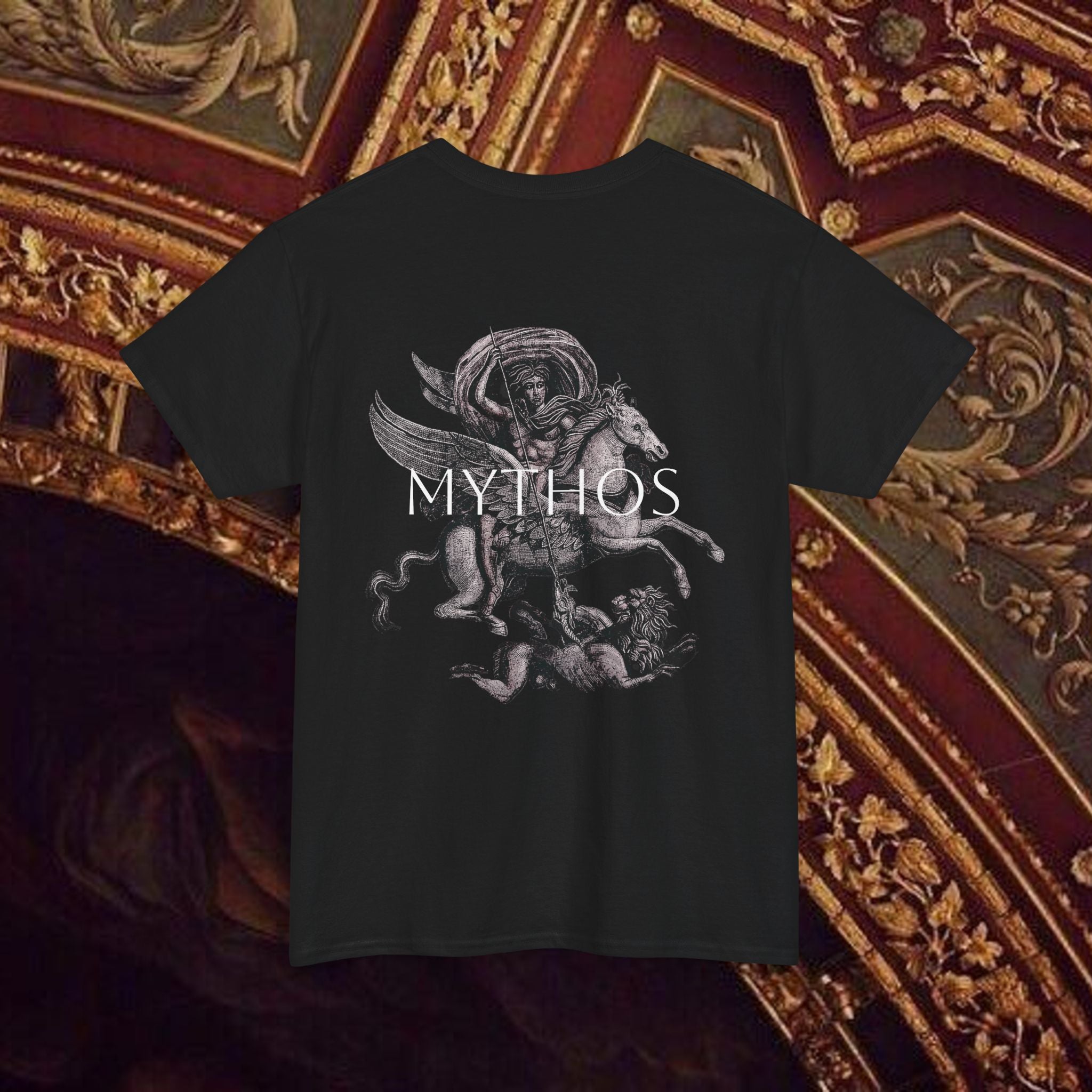 Warrior's Mythos Unisex Tee, Graphic Tee, Mythological Style Shirt Back Version