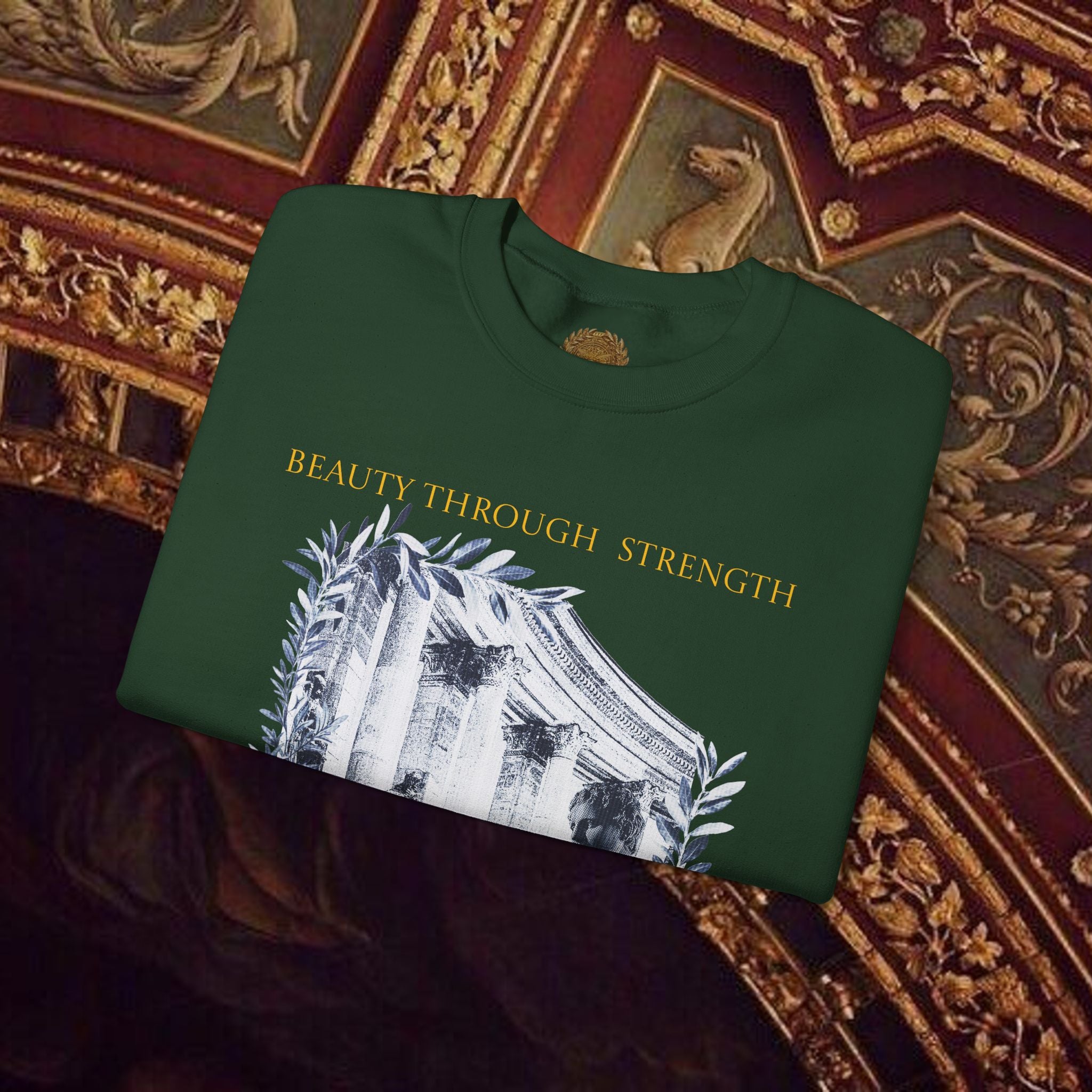 Beauty Through Strength Classically-Inspired Cotton Graphic Sweatshirt