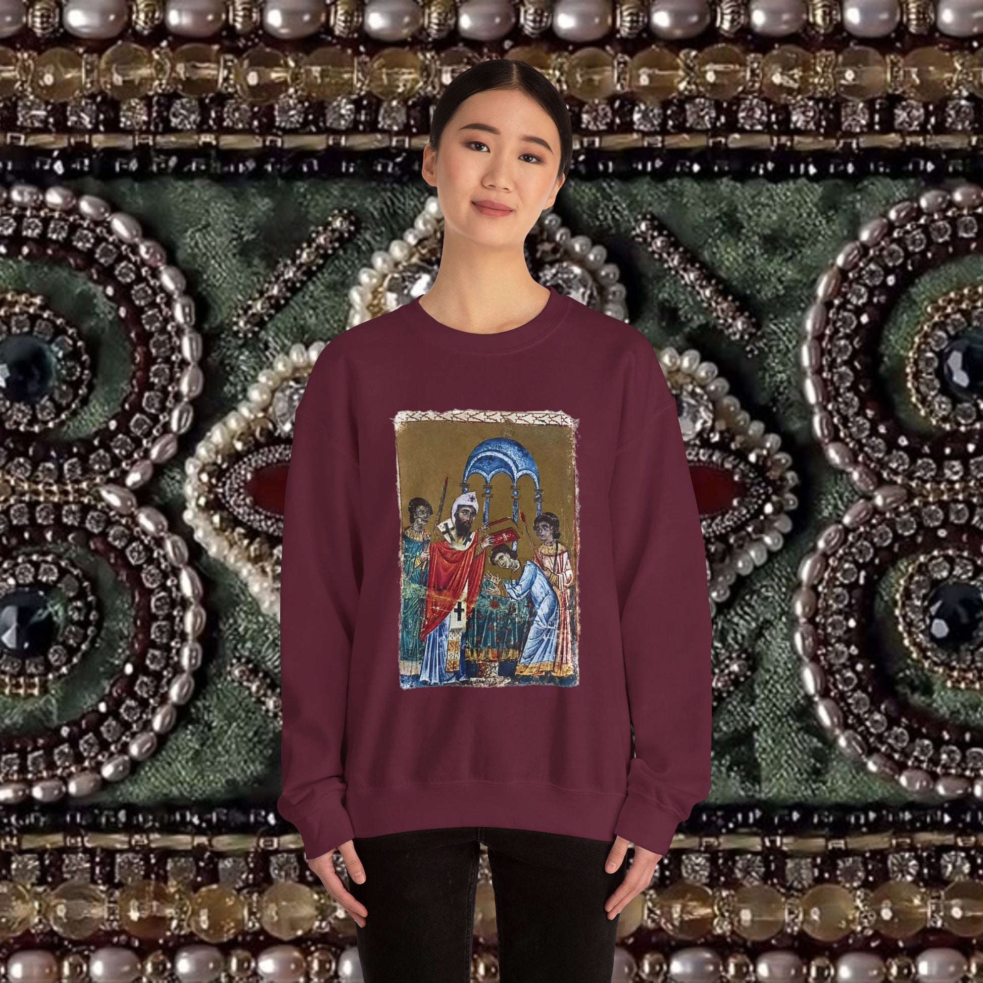 Armenian Manuscript Crewneck Graphic Sweatshirt