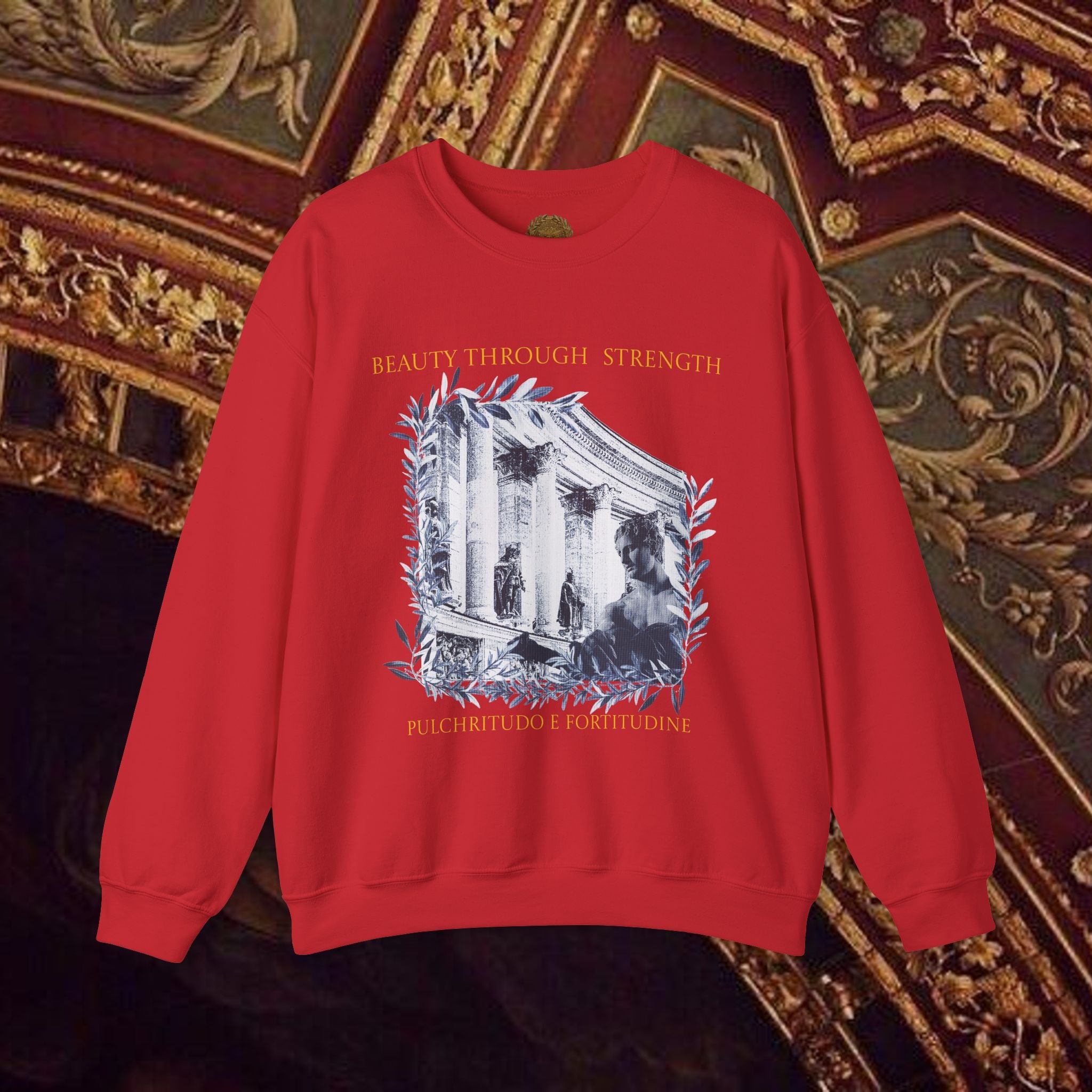 Beauty Through Strength Classically-Inspired Cotton Graphic Sweatshirt