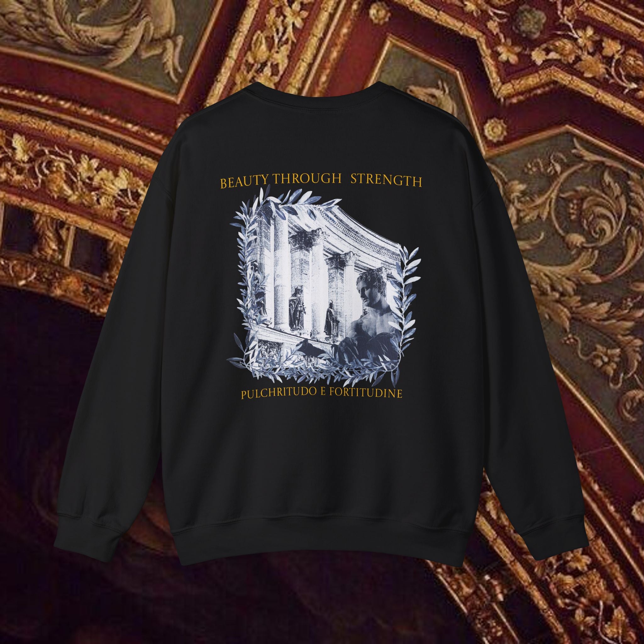 Beauty Through Strength Classically-Inspired Cotton Graphic Sweatshirt Back Version