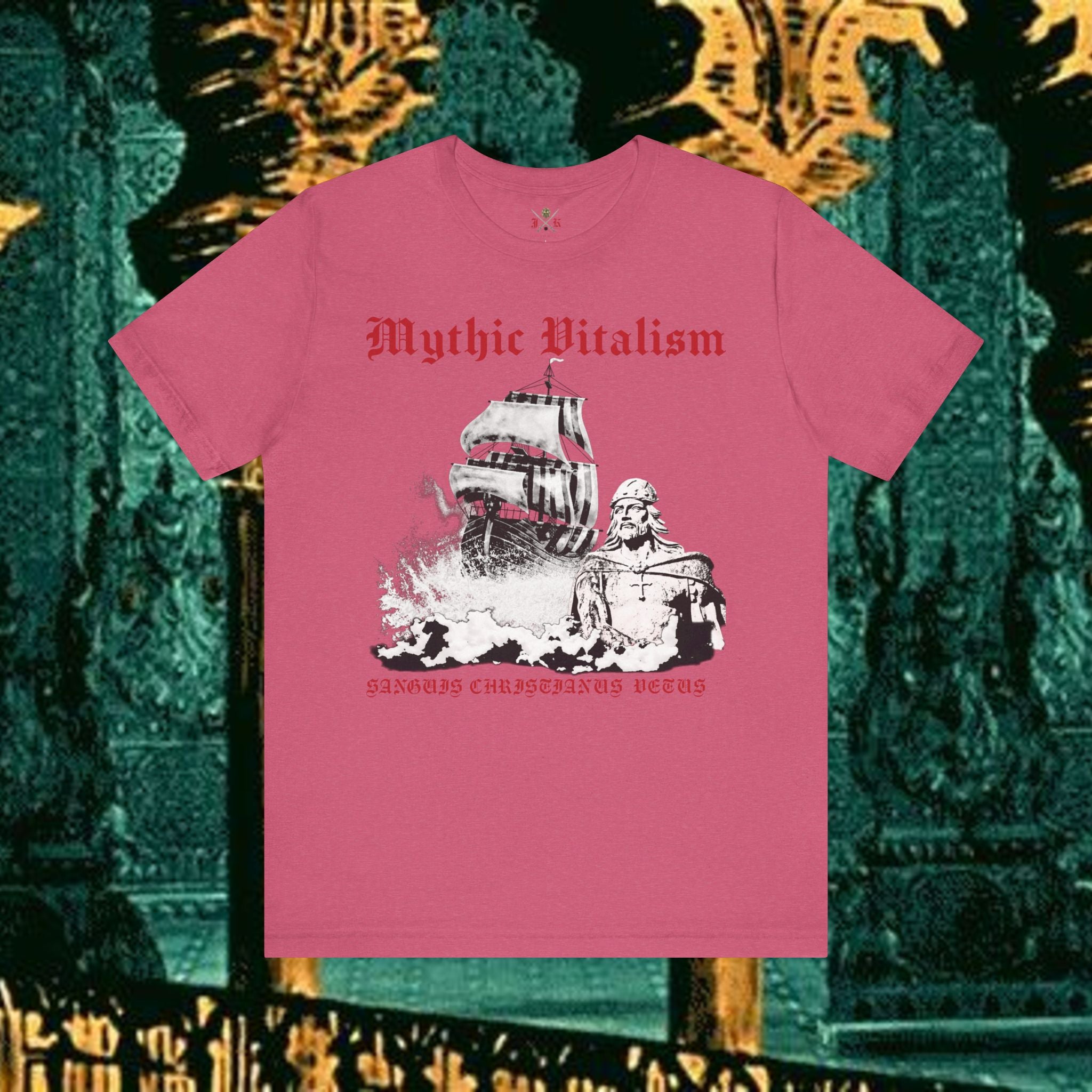 Mythic Vitalism, Sanguis Christianus Vetus Exploration and Adventure Inspired Graphic T Shirt Front Version