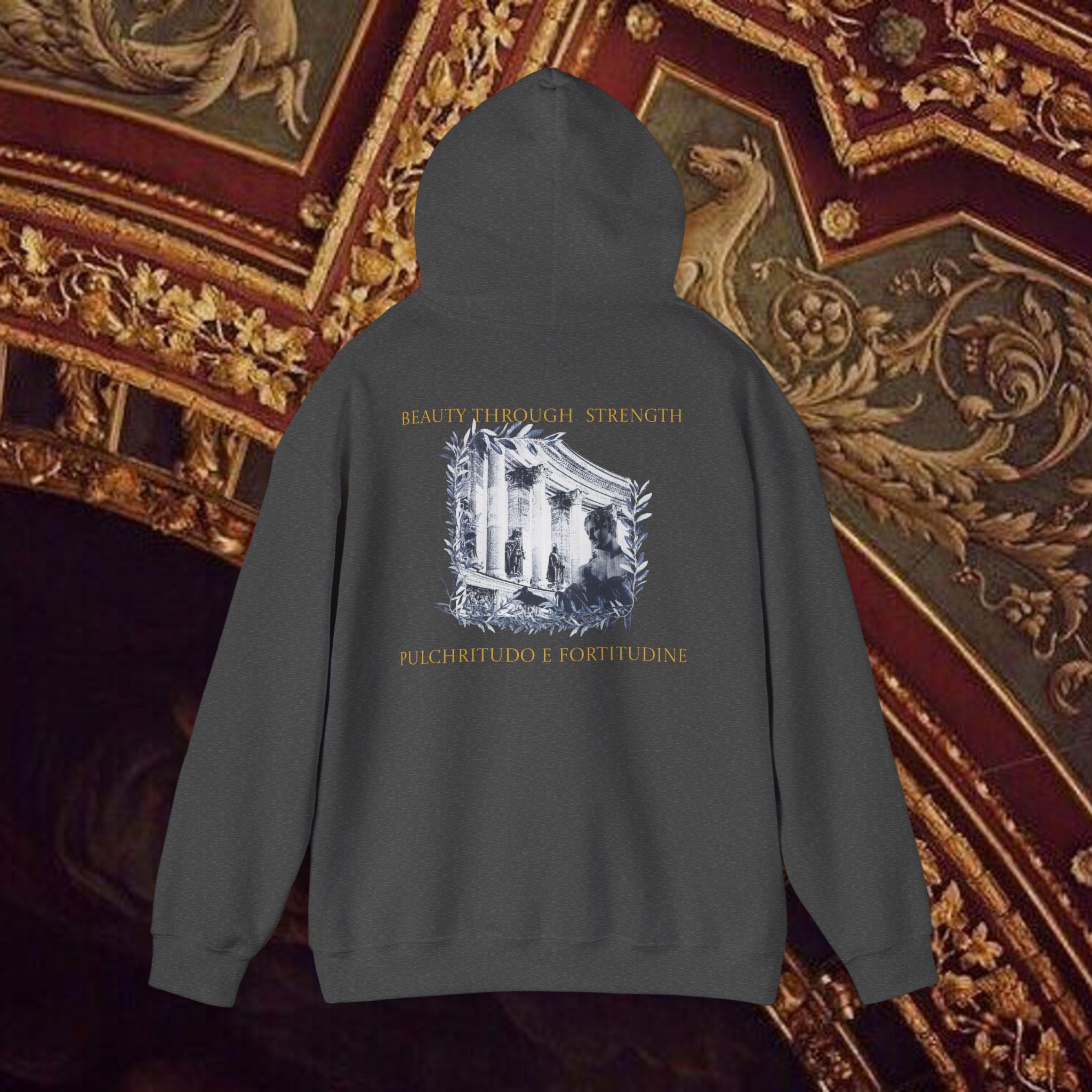 Beauty Through Strength Classically-Inspired Cotton Graphic Hoodie Back Version