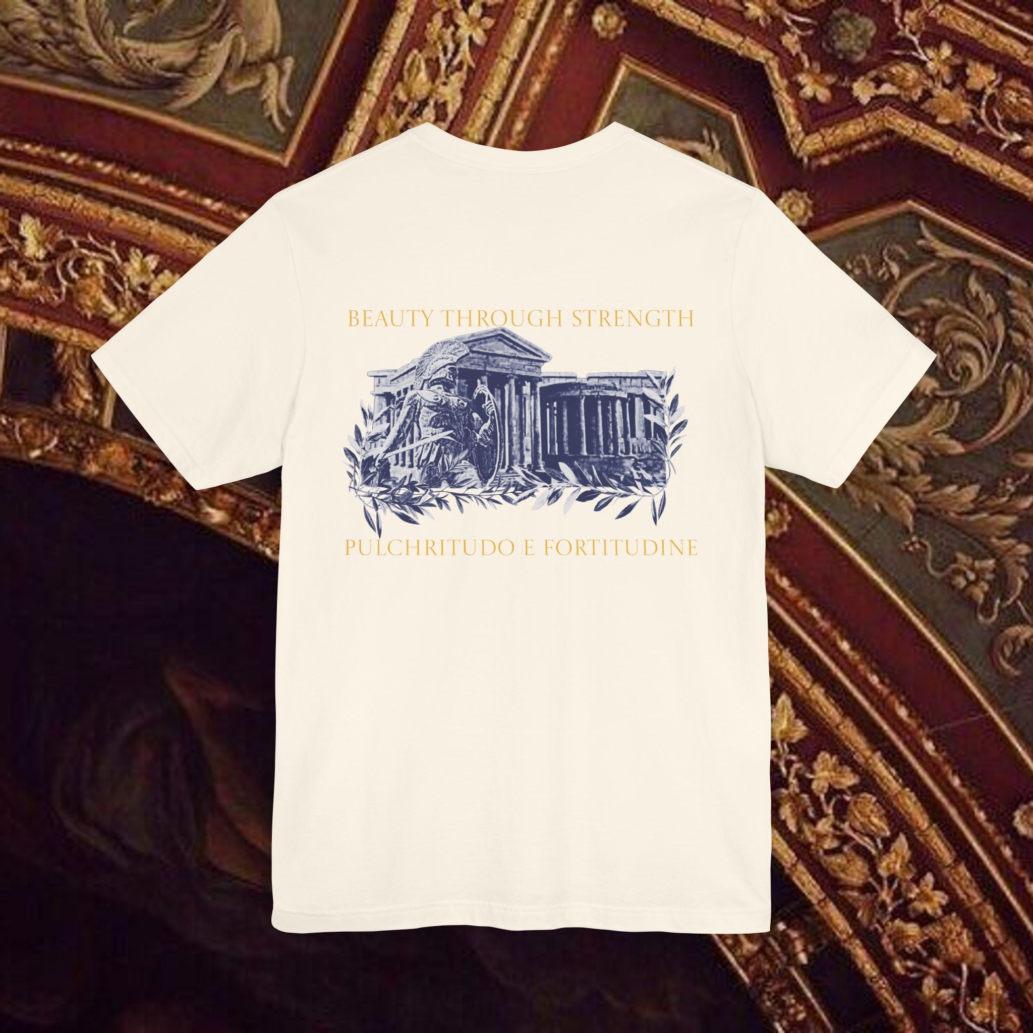 Guardian of the Temple Classically- Inspired Cotton Graphic T Shirt Back Version