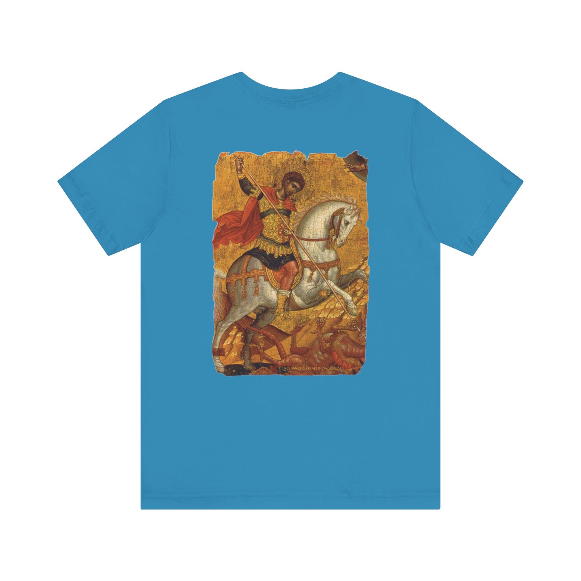 St George the Dragon Slayer Cotton Graphic T-Shirt Orthodox Christian Imagery