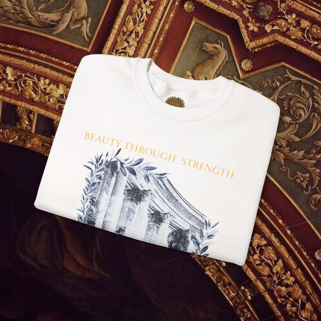 Beauty Through Strength Classically-Inspired Cotton Graphic Sweatshirt