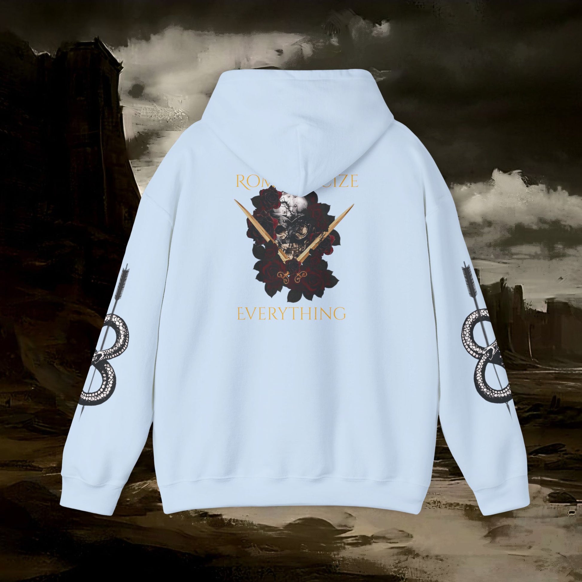 The Barbarian's Fate Medieval Dark Fantasy Inspired Graphic Hoodie back version