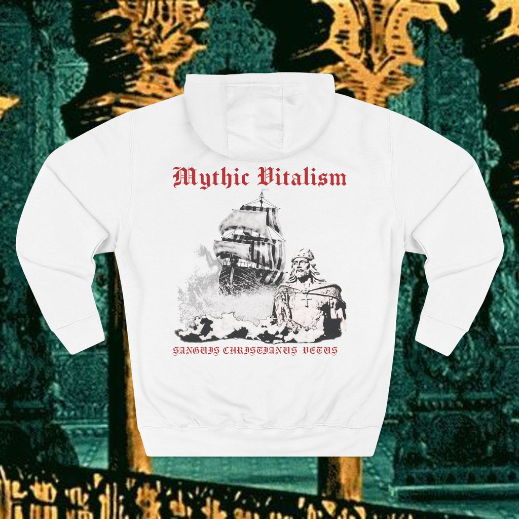 Mythic Vitalism, Sanguis Christianus Vetus Exploration and Adventure Inspired Graphic Fleece Hoodie back version