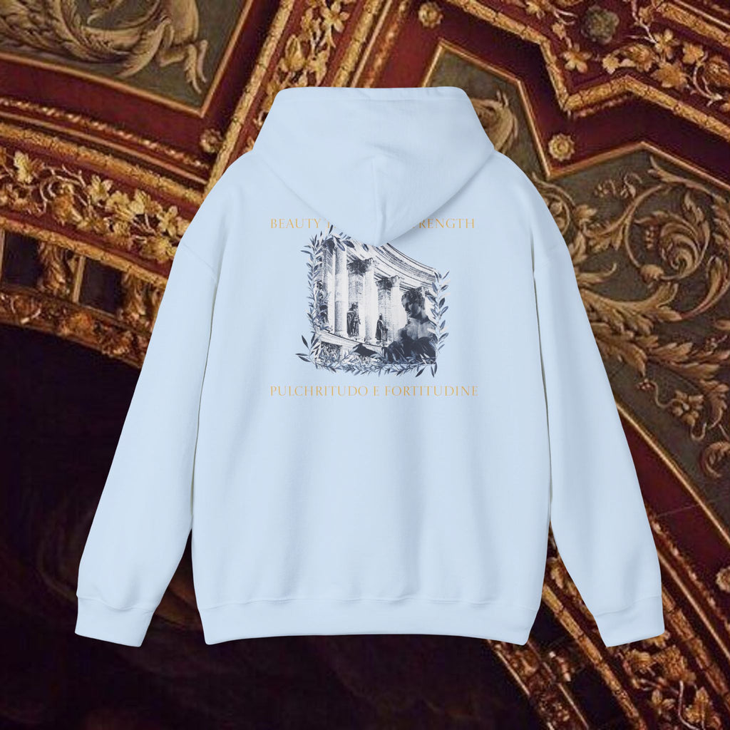 Beauty Through Strength Classically-Inspired Cotton Graphic Hoodie Back Version