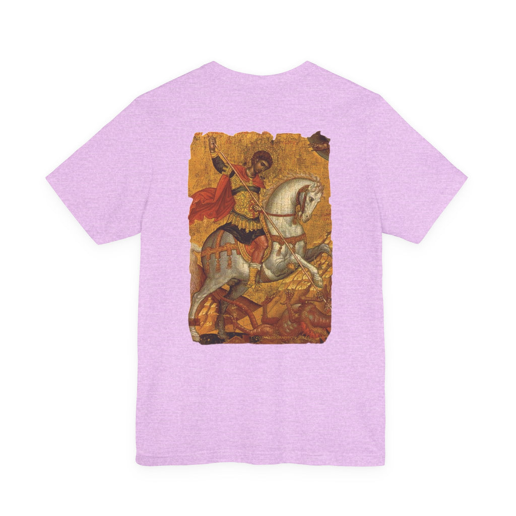 St George the Dragon Slayer Cotton Graphic T-Shirt Orthodox Christian Imagery