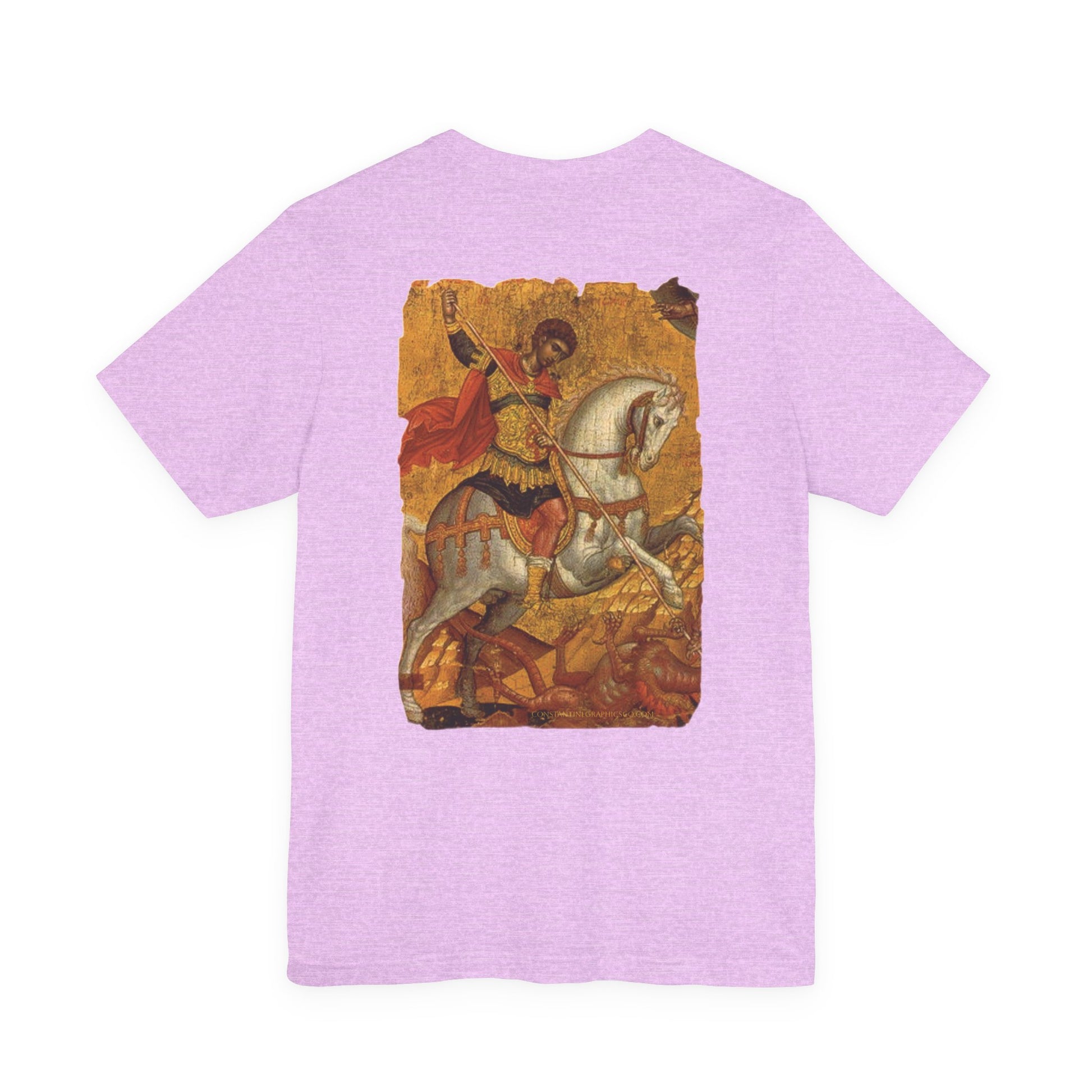 St George the Dragon Slayer Cotton Graphic T-Shirt Orthodox Christian Imagery