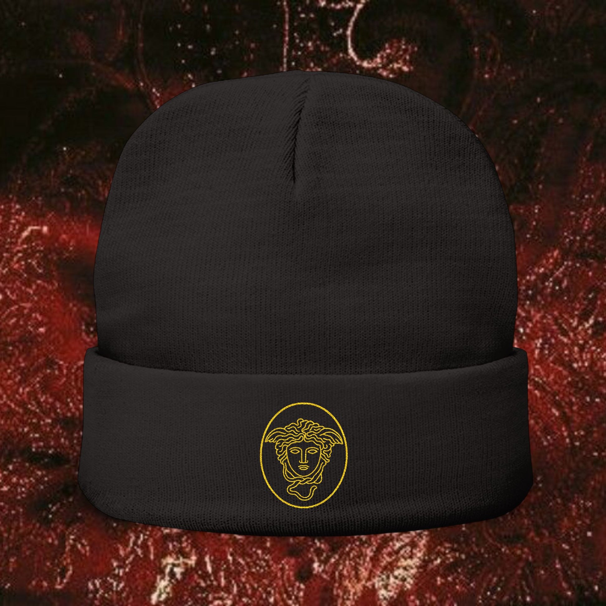 Medusa Wrath Embroidered Knit Beanie