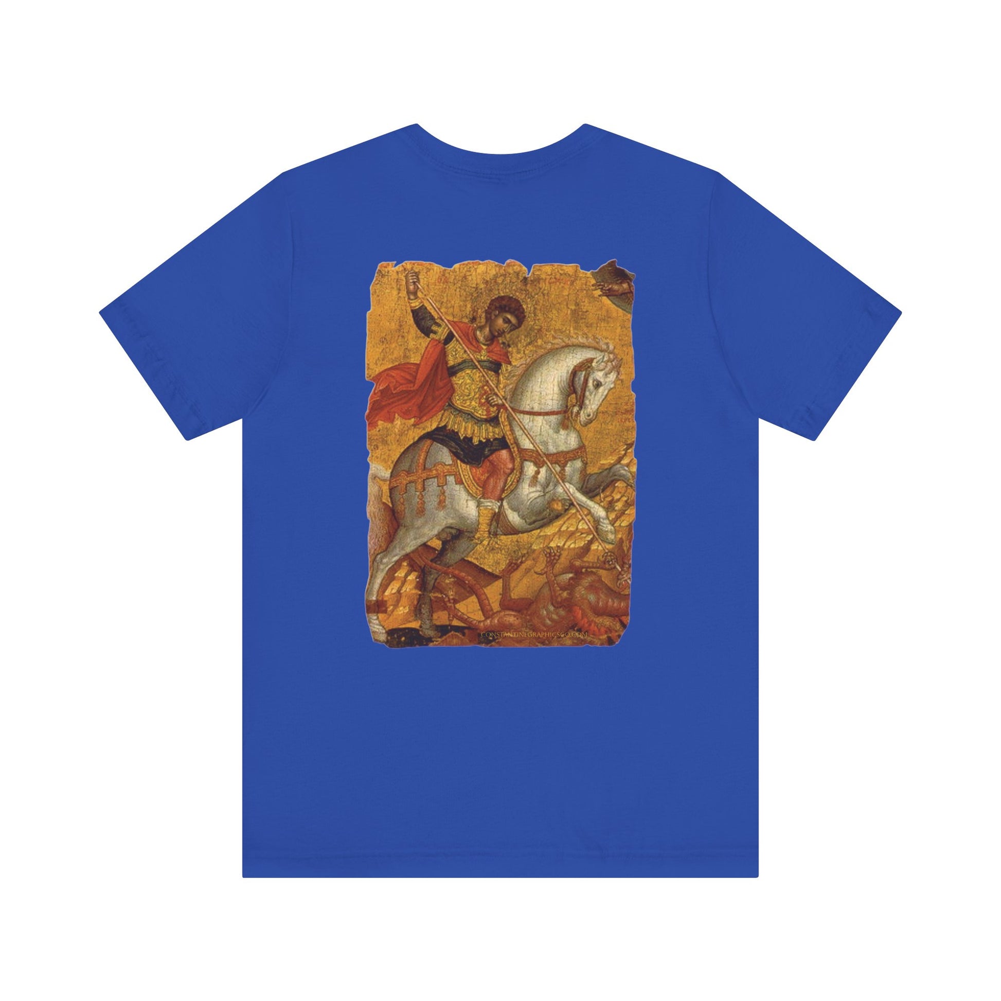 St George the Dragon Slayer Cotton Graphic T-Shirt Orthodox Christian Imagery