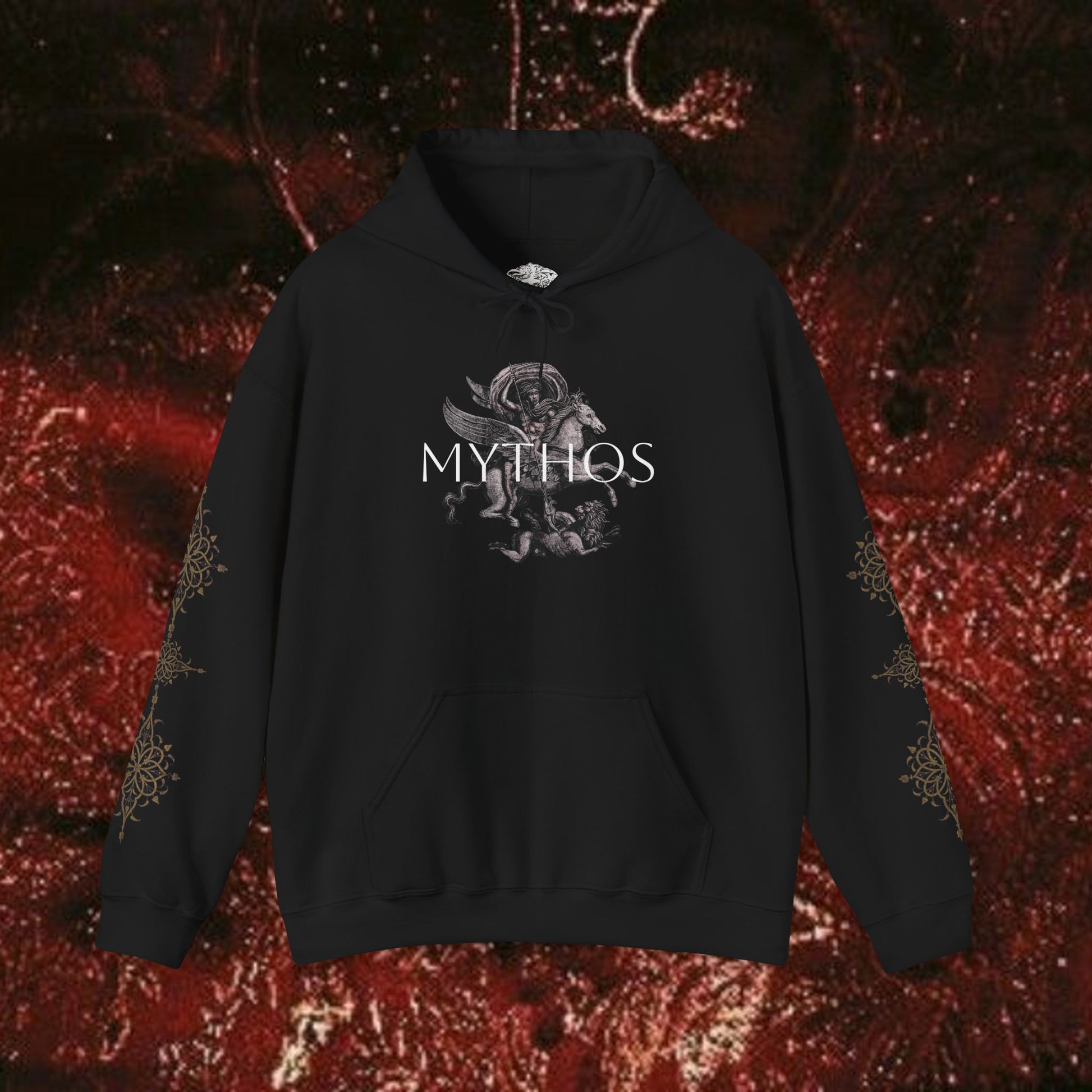 Warrior's Mythos Hooded Sweatshirt, Cozy Classically-Inspired Hoodie