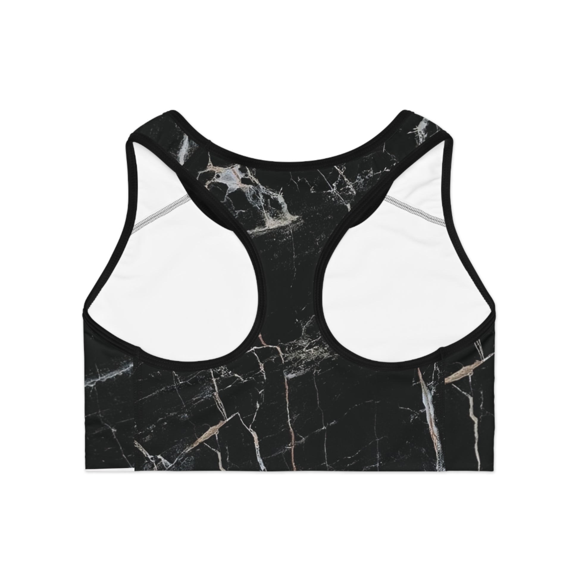 Black Marble Graphic Sports Bra