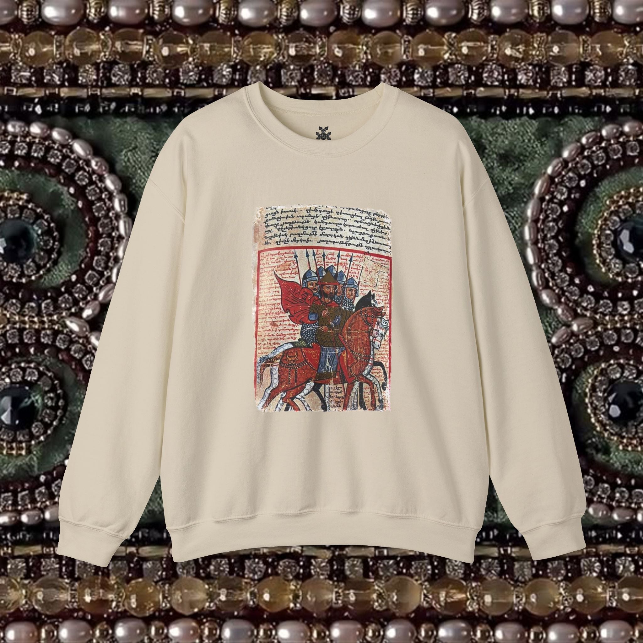 Medieval Armenian Warriors Art Sweatshirt - Ancient Manuscript Design