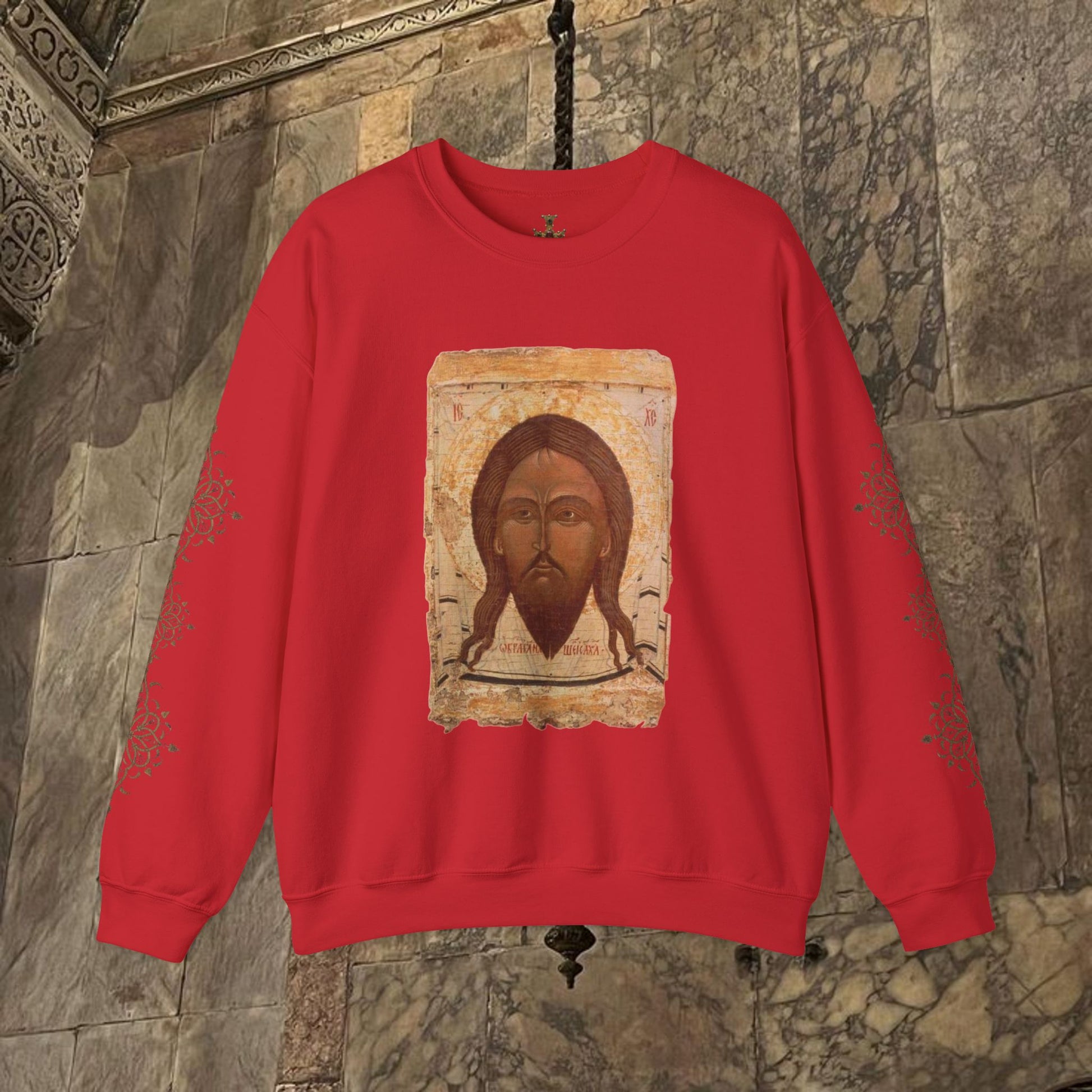 Byzantine Icon Art Sweatshirt - Manuscript Design