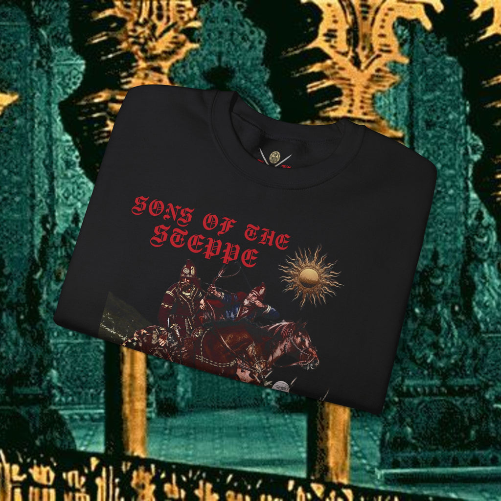 Sons of the Steppe Graphic Sweatshirt — Mythic Warrior Horsemen Crewneck